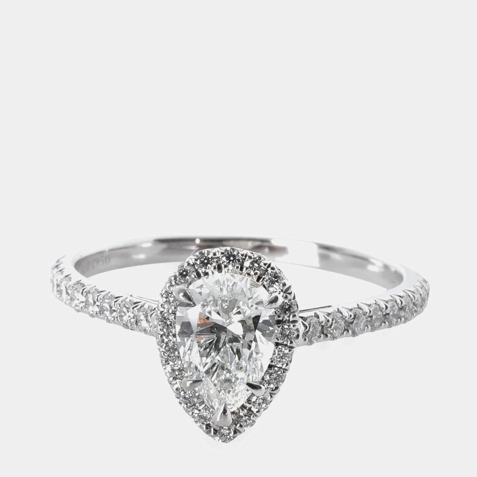 Pre Owned Tiffany & Co. 0.54 ct Pear Diamond Soleste Engagement Ring EU 50