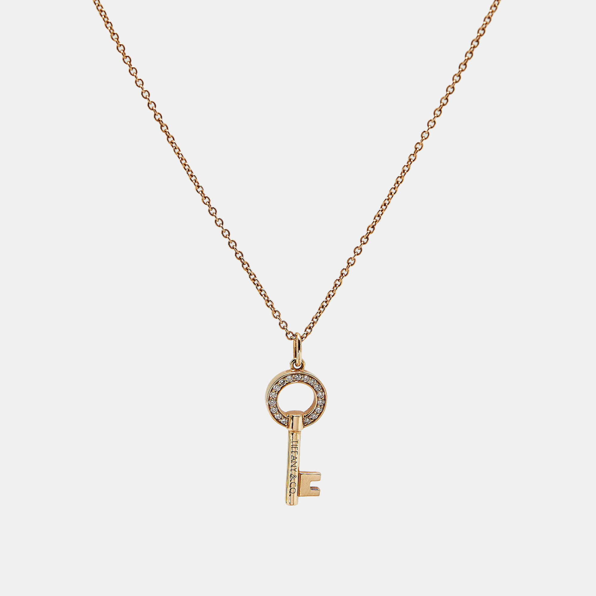 Pre Owned قلادة تيفاني & كو. تيفاني كيز ألماس ذهب وردي عيار 18 موديل صغير