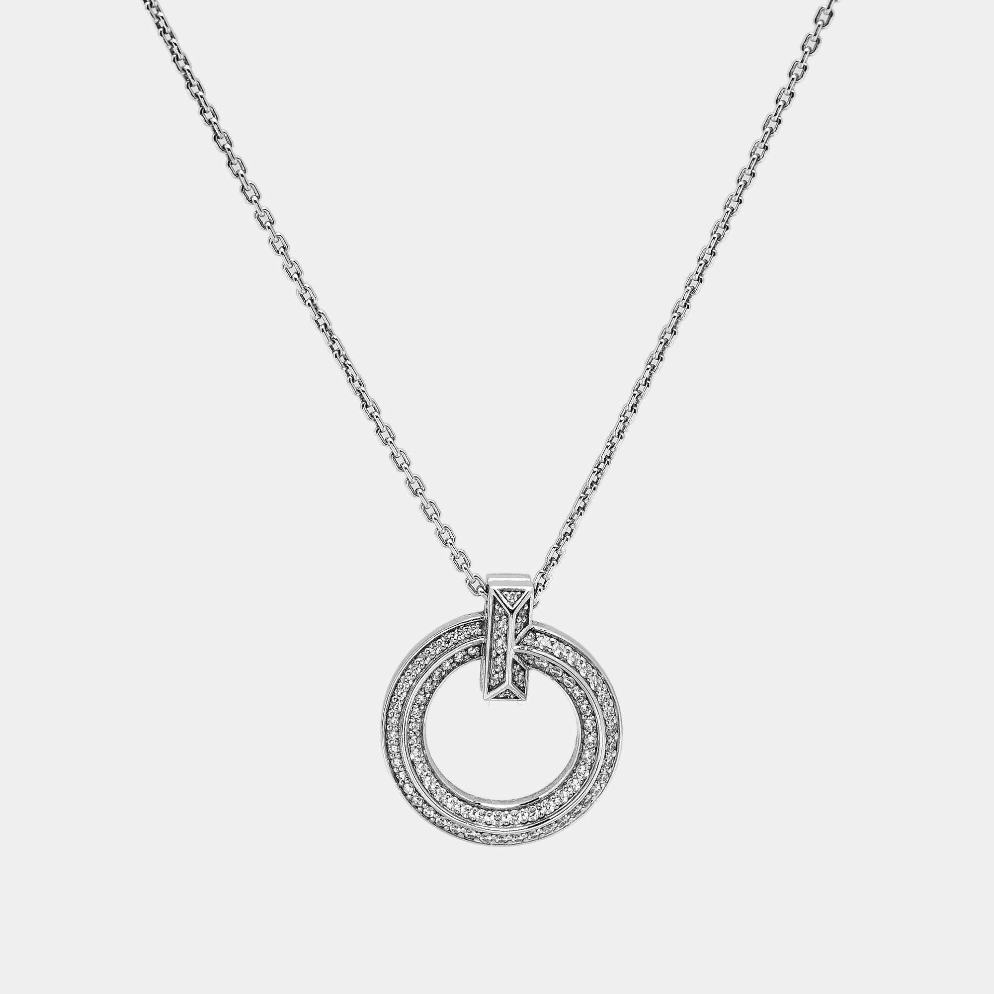 Pre Owned Tiffany & Co. T1 Narrow Circle Diamonds 18k White Gold Necklace