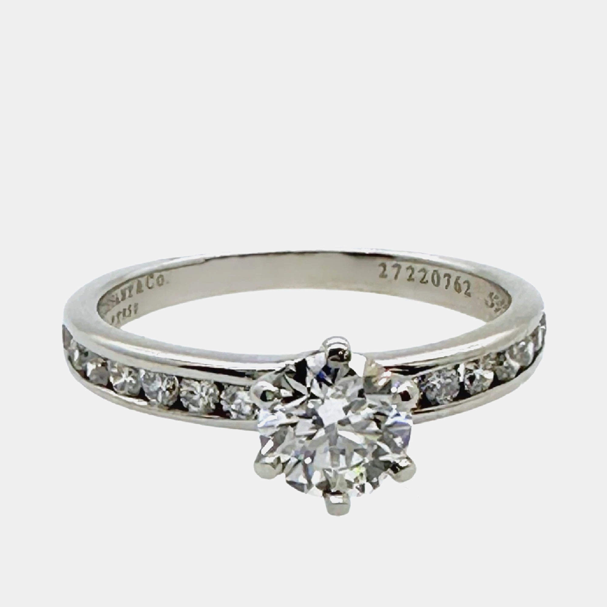 Pre Owned Tiffany & Co. Channel Set Round Diamond 0.74 Ct  Engagement Ring EU 49