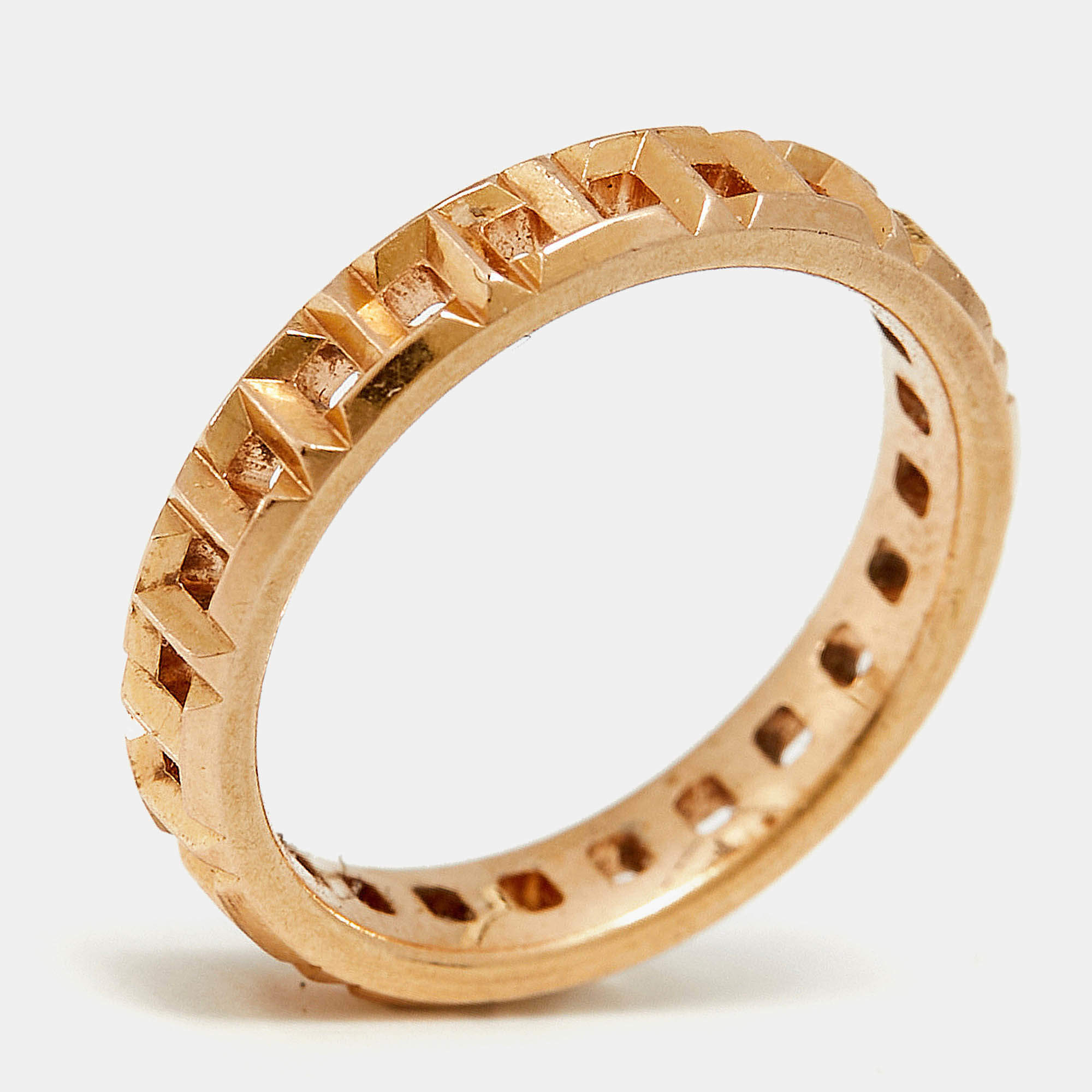 Pre Owned Tiffany & Co. 18k T True 18k Rose Gold Narrow Ring Size 49