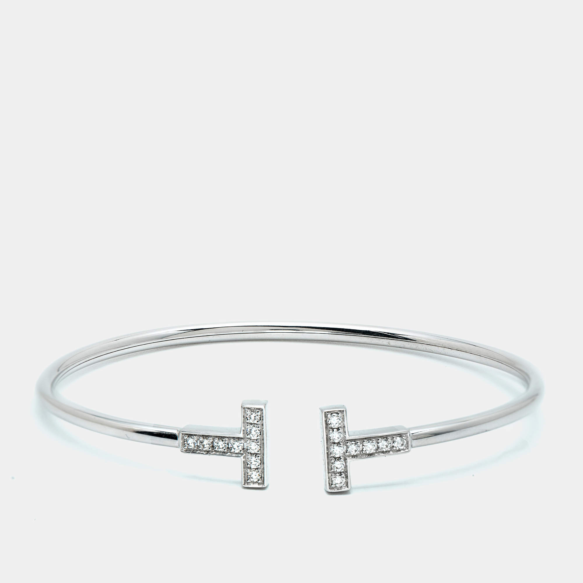 Pre Owned Tiffany & Co. Tiffany T Wire Diamonds 18k White Gold Bracelet