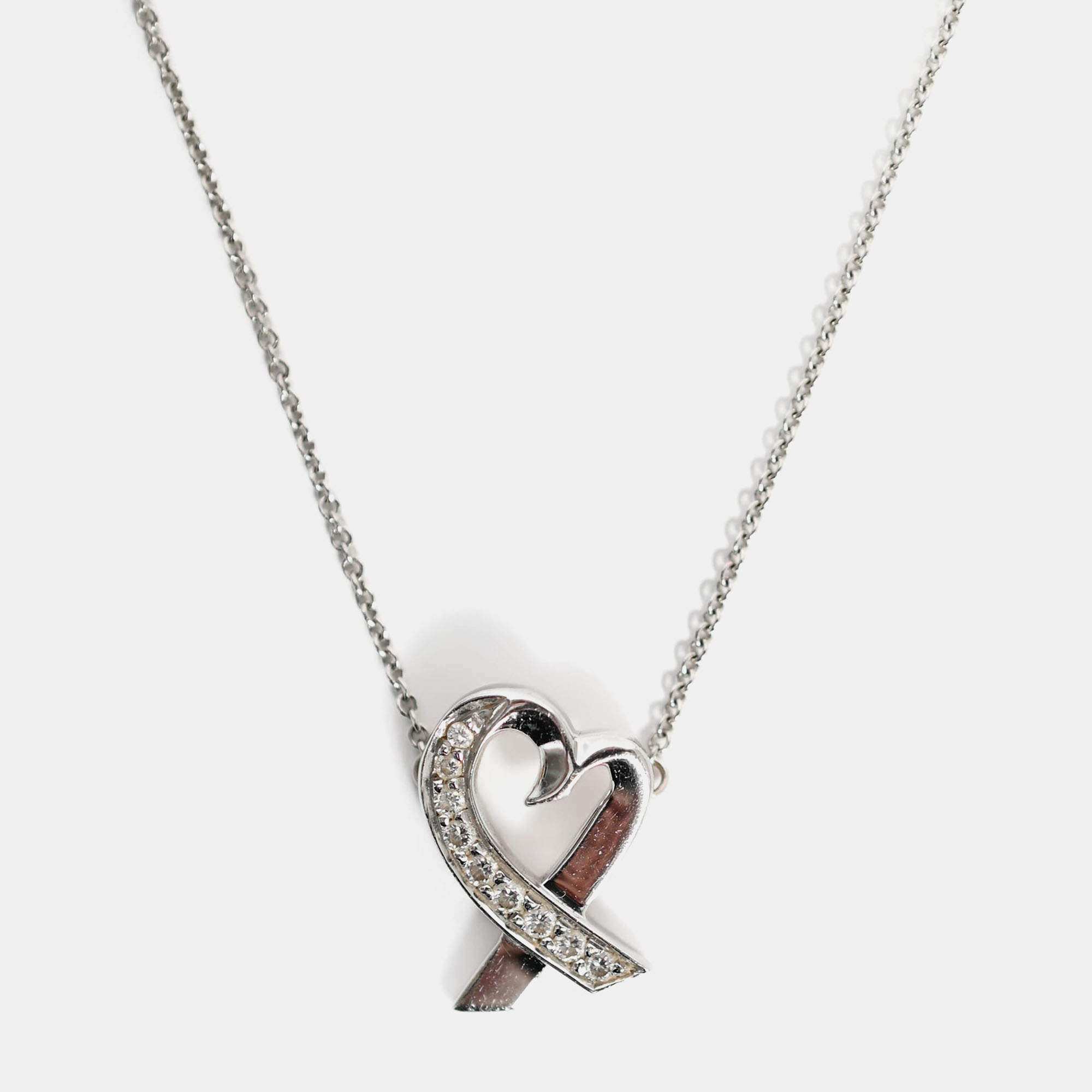 مملوكة مسبقًا قلادة تيفاني & كو ذهب أبيض عيار 18 / ألماس بالوما بيكاسو لوفينغ هارت