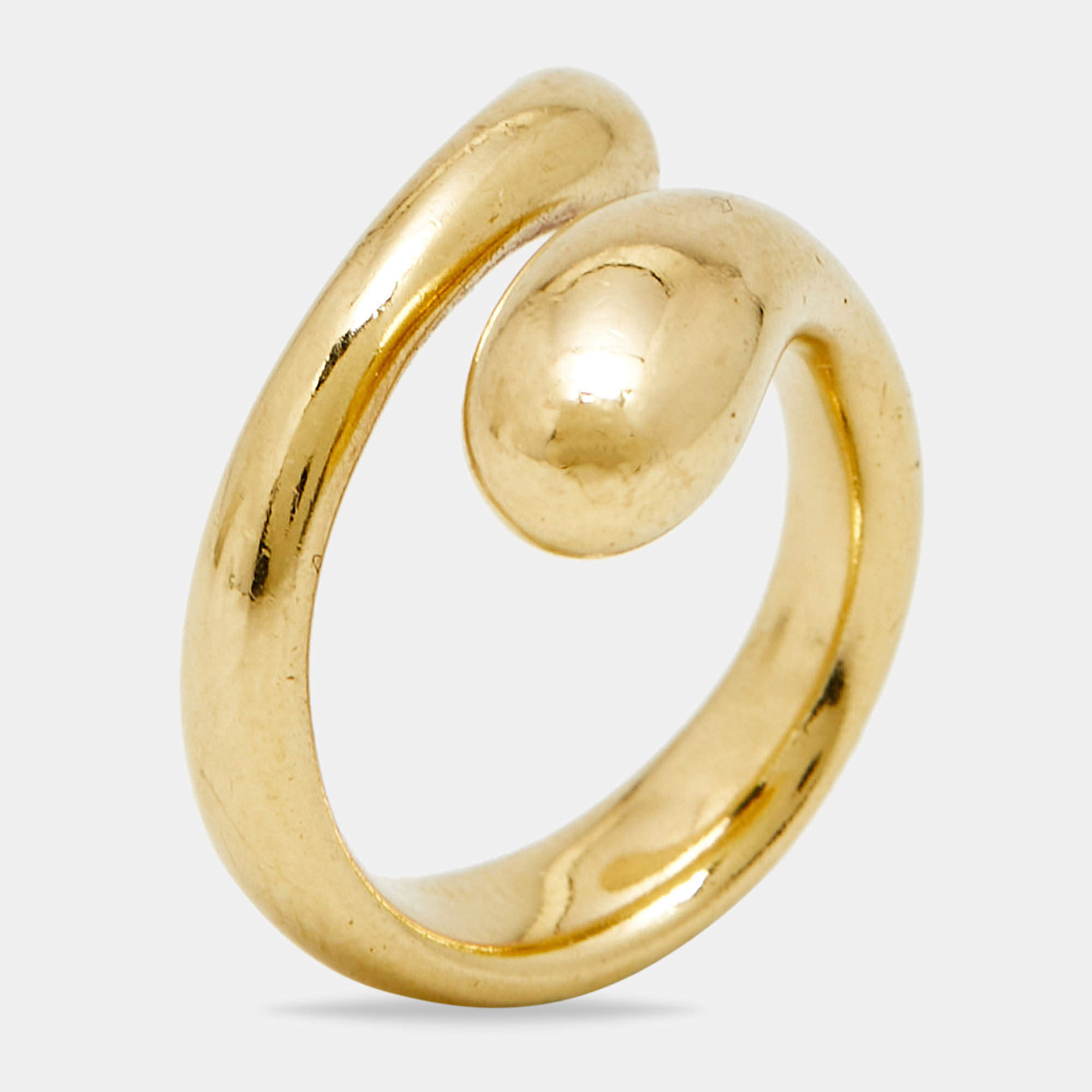 مملوكة مسبقًا خاتم تيفاني & كو. إلسا بيرتي دمعة 18 قيراط ذهب أصفر مقاس 52