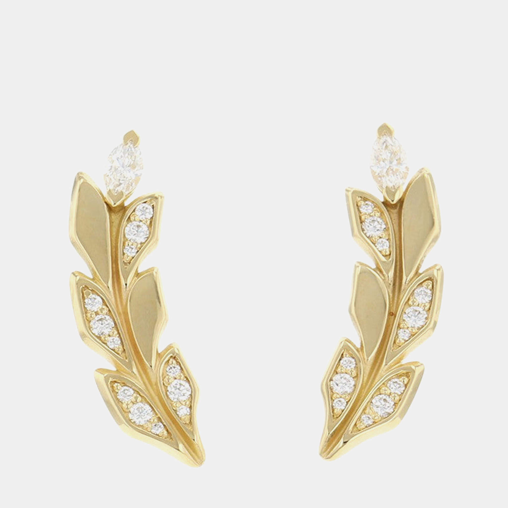 Pre Owned Tiffany & Co. Victoria Vine 18K Yellow Gold Diamond Climber Earrings