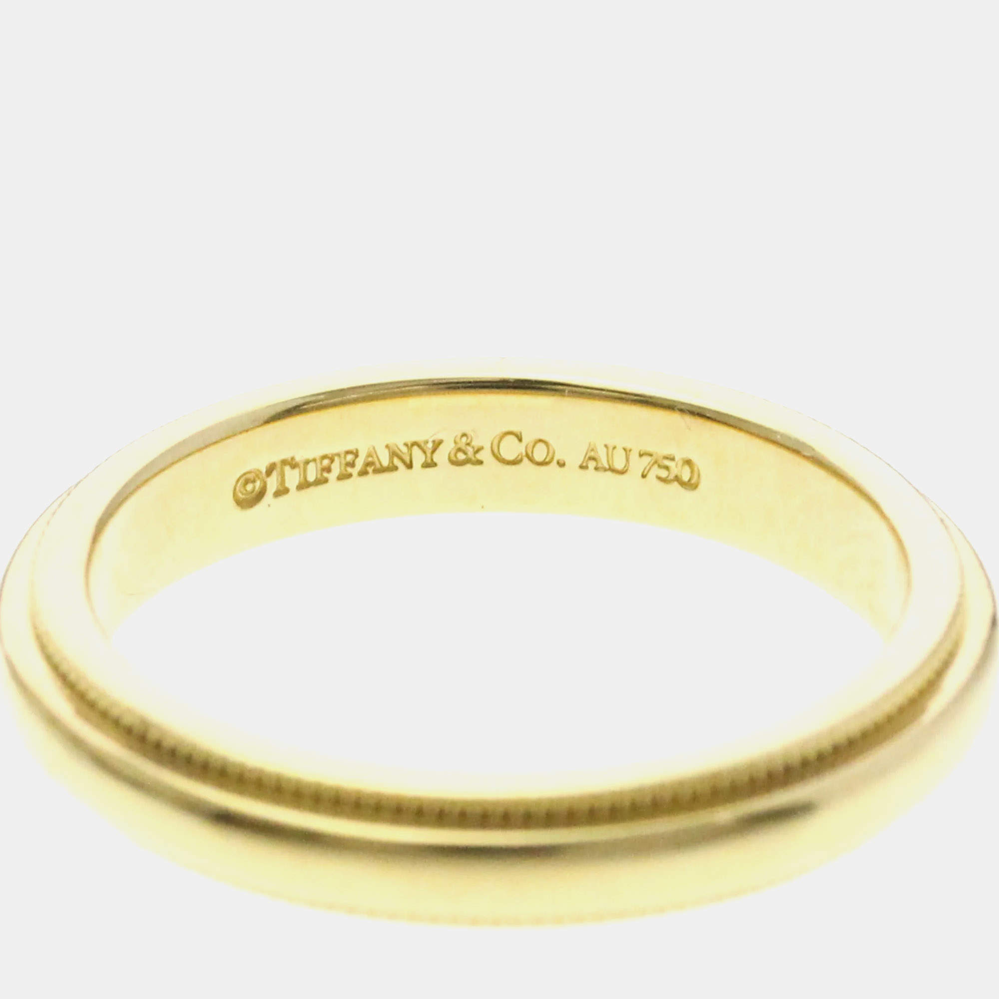 Pre Owned Tiffany & Co. Milgrain 18K Yellow Gold Ring EU 49
