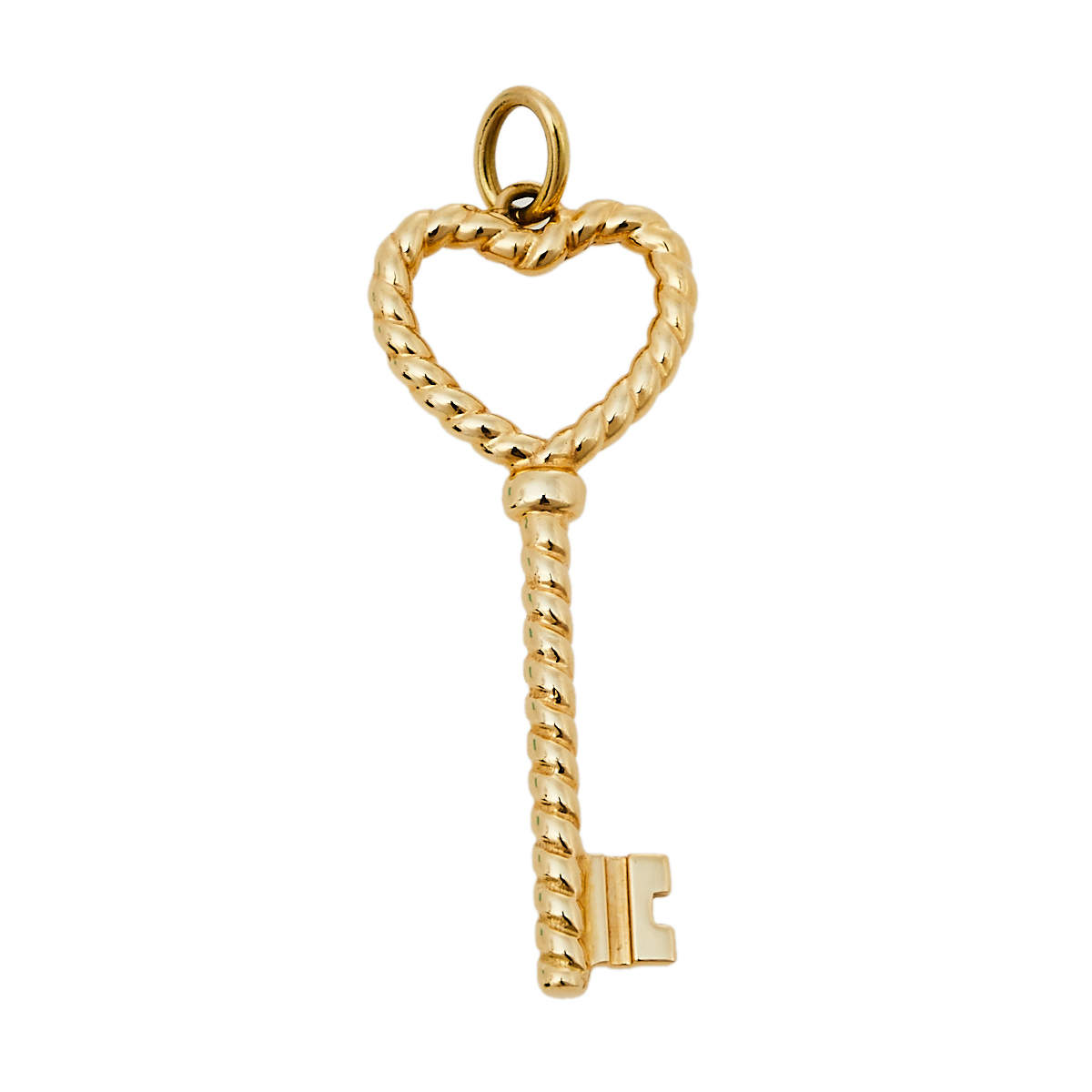 Tifanny & Co. Twisted 18K Yellow Gold Heart Key Pendant