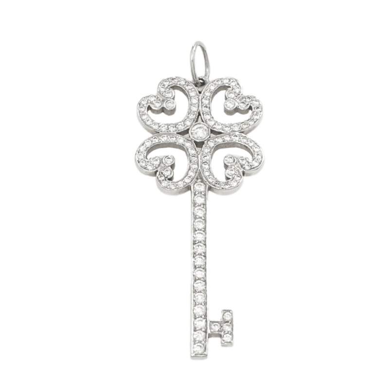 Tiffany & Co. Quatra Heart Key Diamond Platinum Pendant