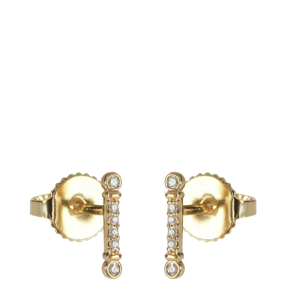 Tiffany & Co. Fleur de Lis Key Diamond Bar 18K Yellow Gold Earrings