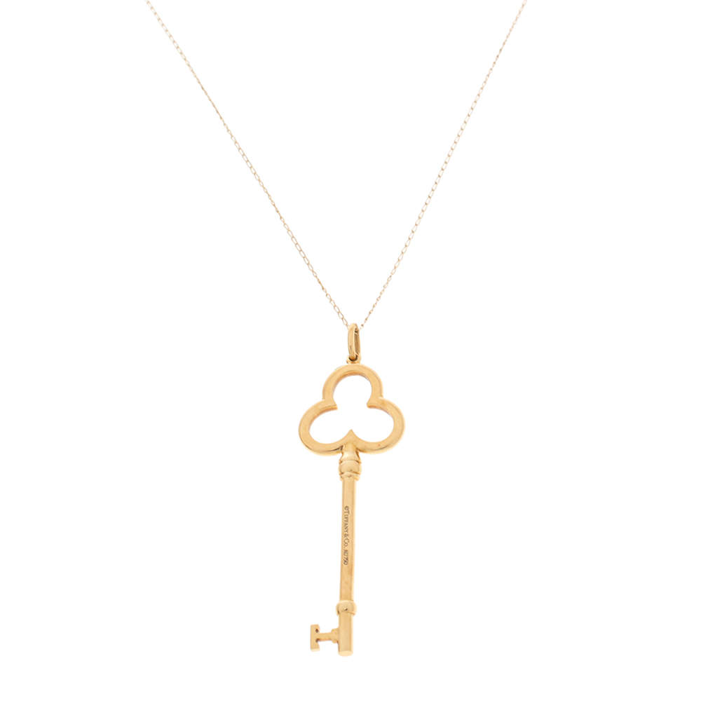 Pre Owned Tiffany & Co. Trefoil Key 18K Yellow Gold Pendant
