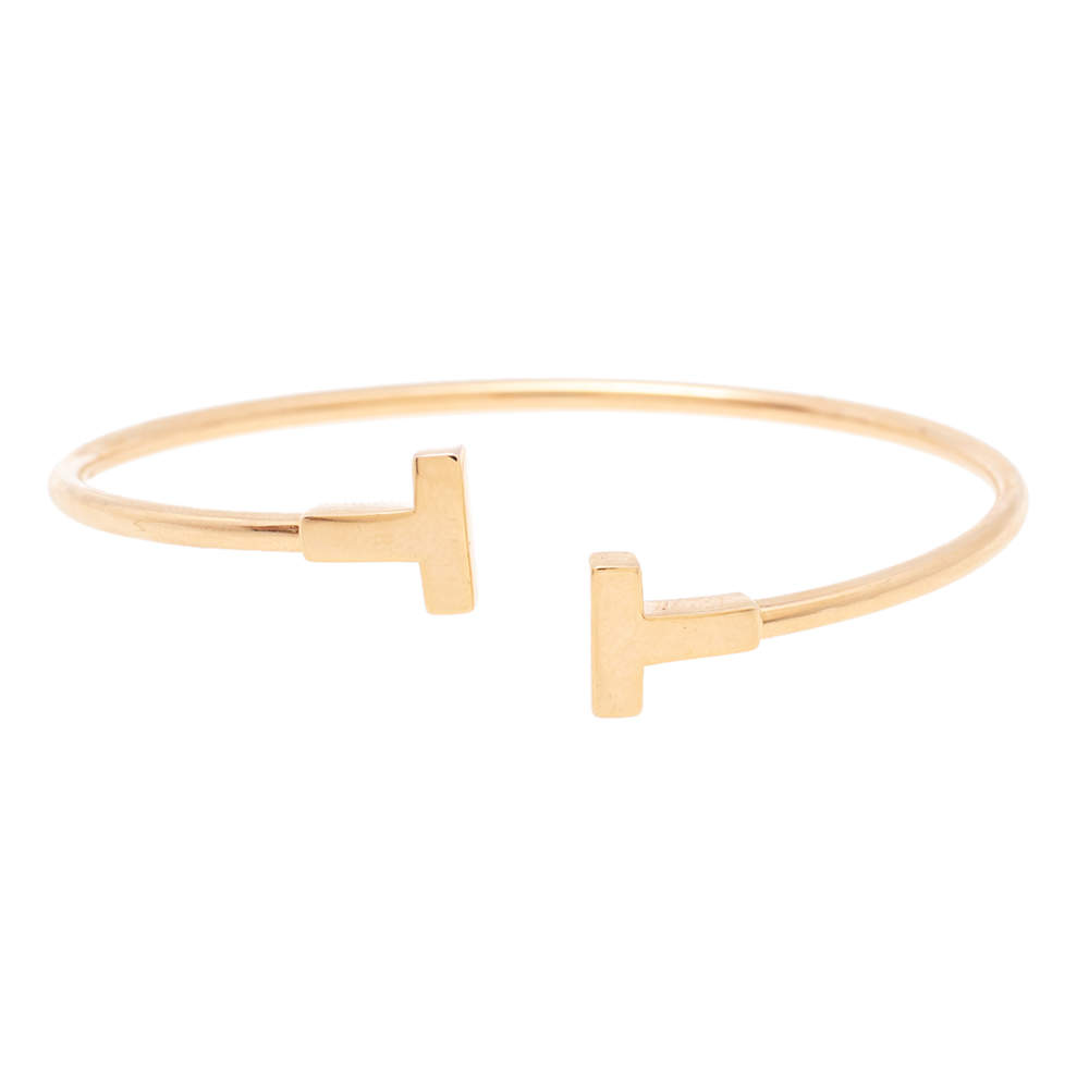 مملوكة مسبقًا Tiffany & Co. Tiffany T Wire 18K Rose Gold Narrow Open Cuff Bracelet