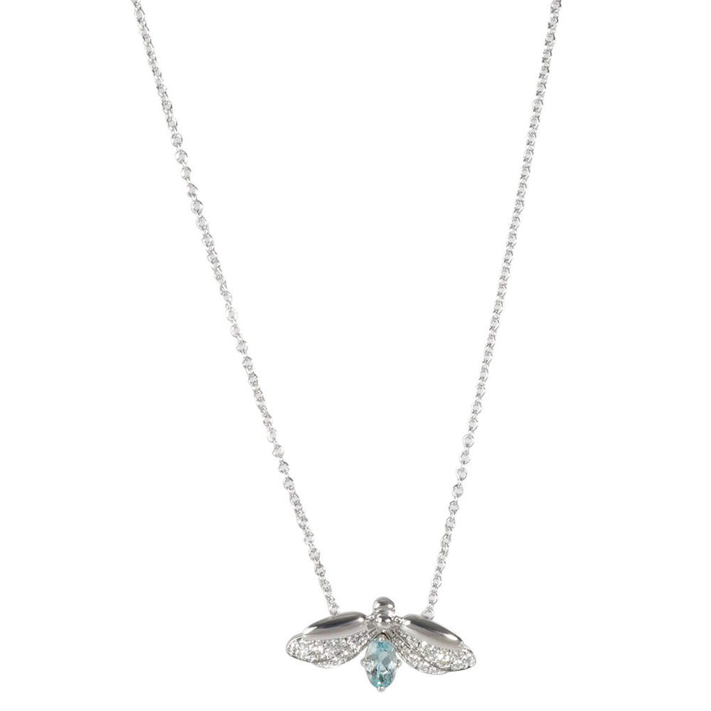 Tiffany & Co. Paper Flowers Aquamarine Diamond Platinum Pendant Necklace