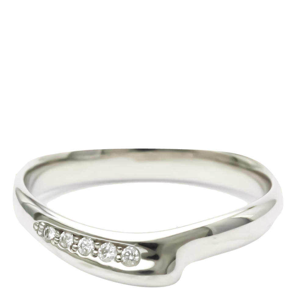 Pre Owned Tiffany & Co. Elsa Peretti Open Heart Platinum Diamond Ring EU 54.5