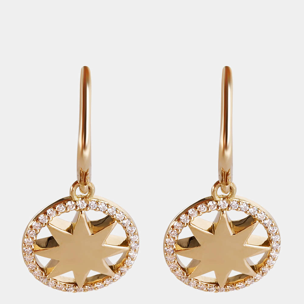 Pre Owned Tiffany & Co. Paloma Picasso Star Drop 18K Yellow Gold Diamond Earrings