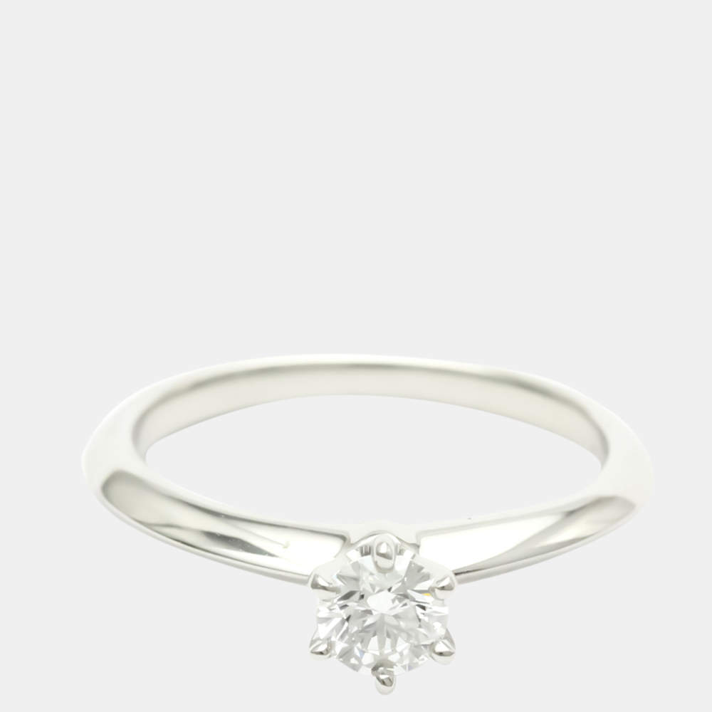 Tiffany & Co. Solitaire Wedding Platinum Diamond Ring EU 52