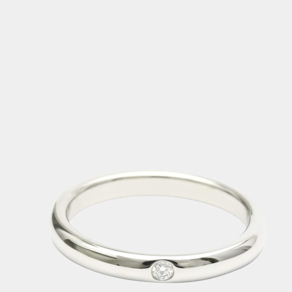 Pre Owned Tiffany & Co. Elsa Peretti Band Platinum Diamond Ring EU 52