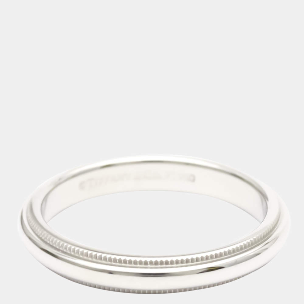 Pre Owned Tiffany & Co. Tiffany Classic Milgrain Wedding Band Platinum Ring EU 54.5