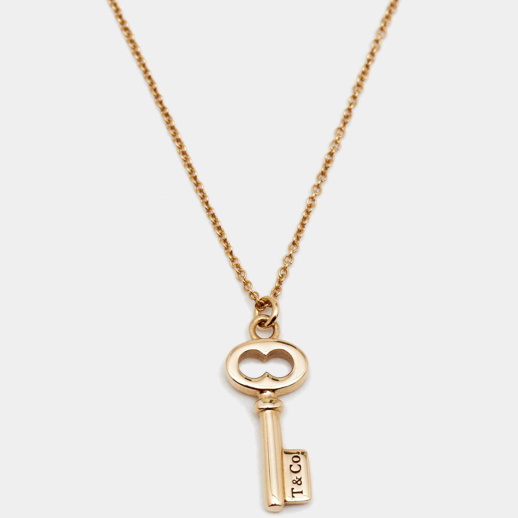 Pre Owned Tiffany & Co. Tiffany Keys 18K Rose Gold Mini Key Pendant Necklace
