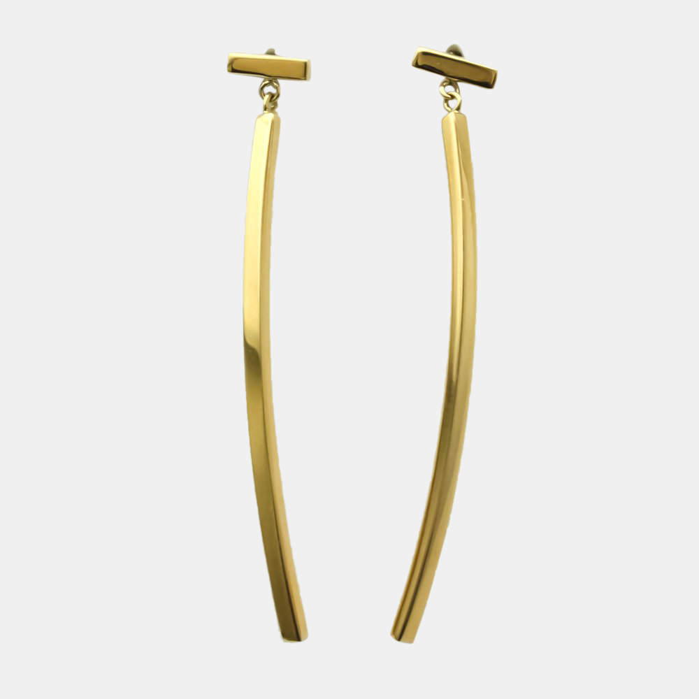 Pre Owned Tiffany T Wire Bar 18K Rose Gold Earrings 