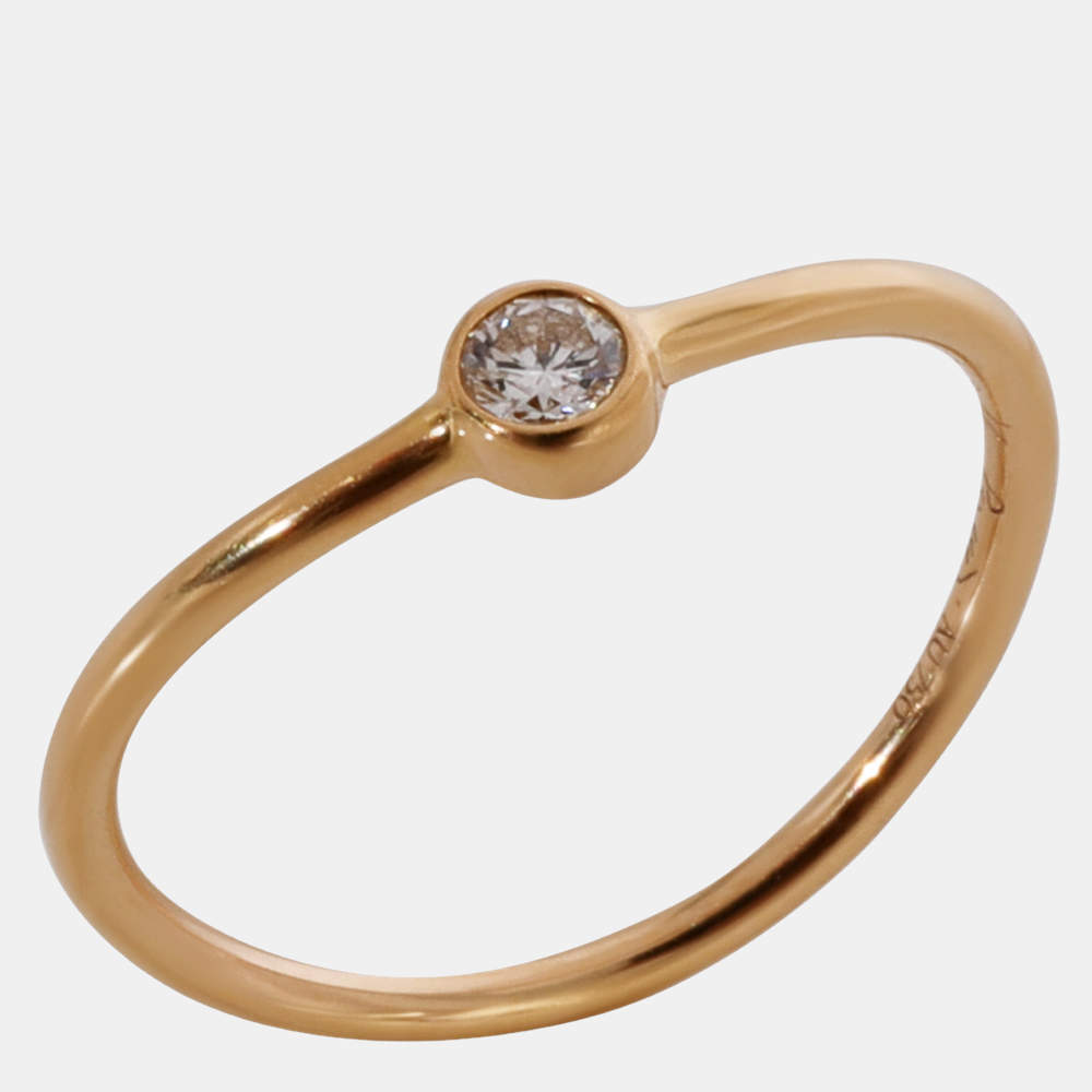 Pre Owned Tiffany & Co. Elsa Peretti Wave Diamond Ring in 18K Yellow Gold 0.06 CTW