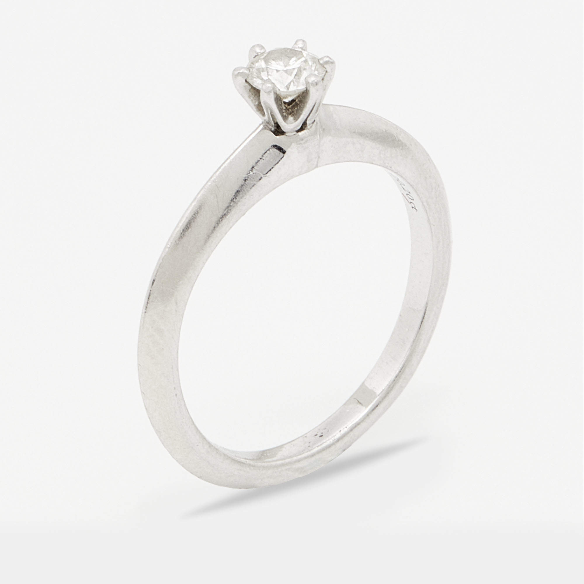 Tiffany & Co. Diamond Platinum Solitaire Engagement Ring Size 48