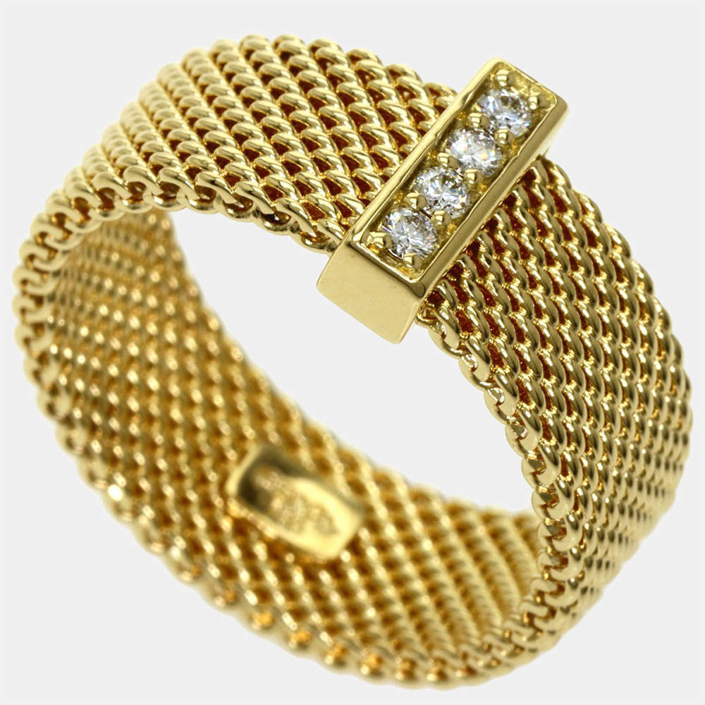 Pre Owned Tiffany & Co. Somerset 18K Yellow Gold Diamond Ring EU 50.5