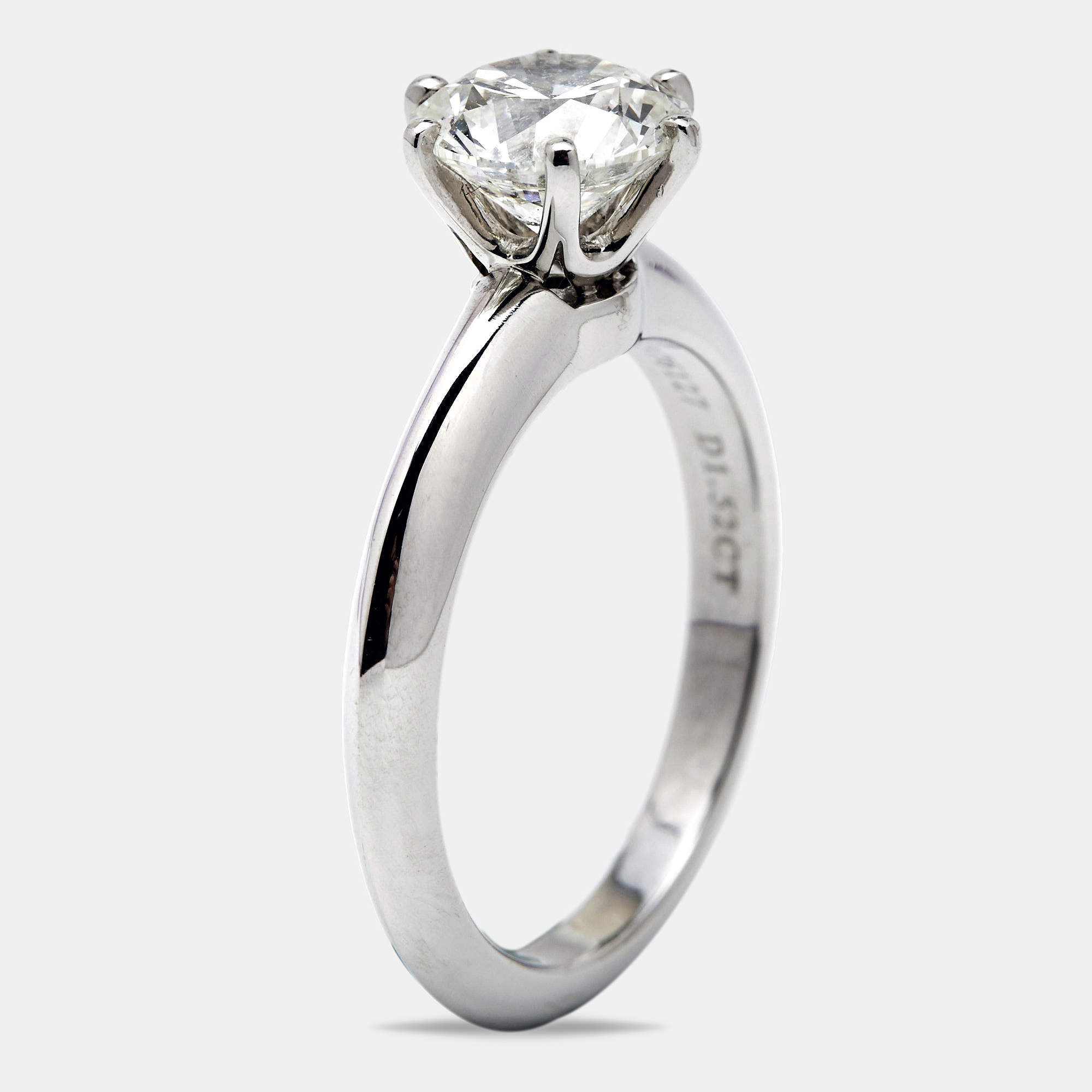 Tiffany & Co. The Tiffany® Setting Diamond Platinum Solitaire Ring Size 52