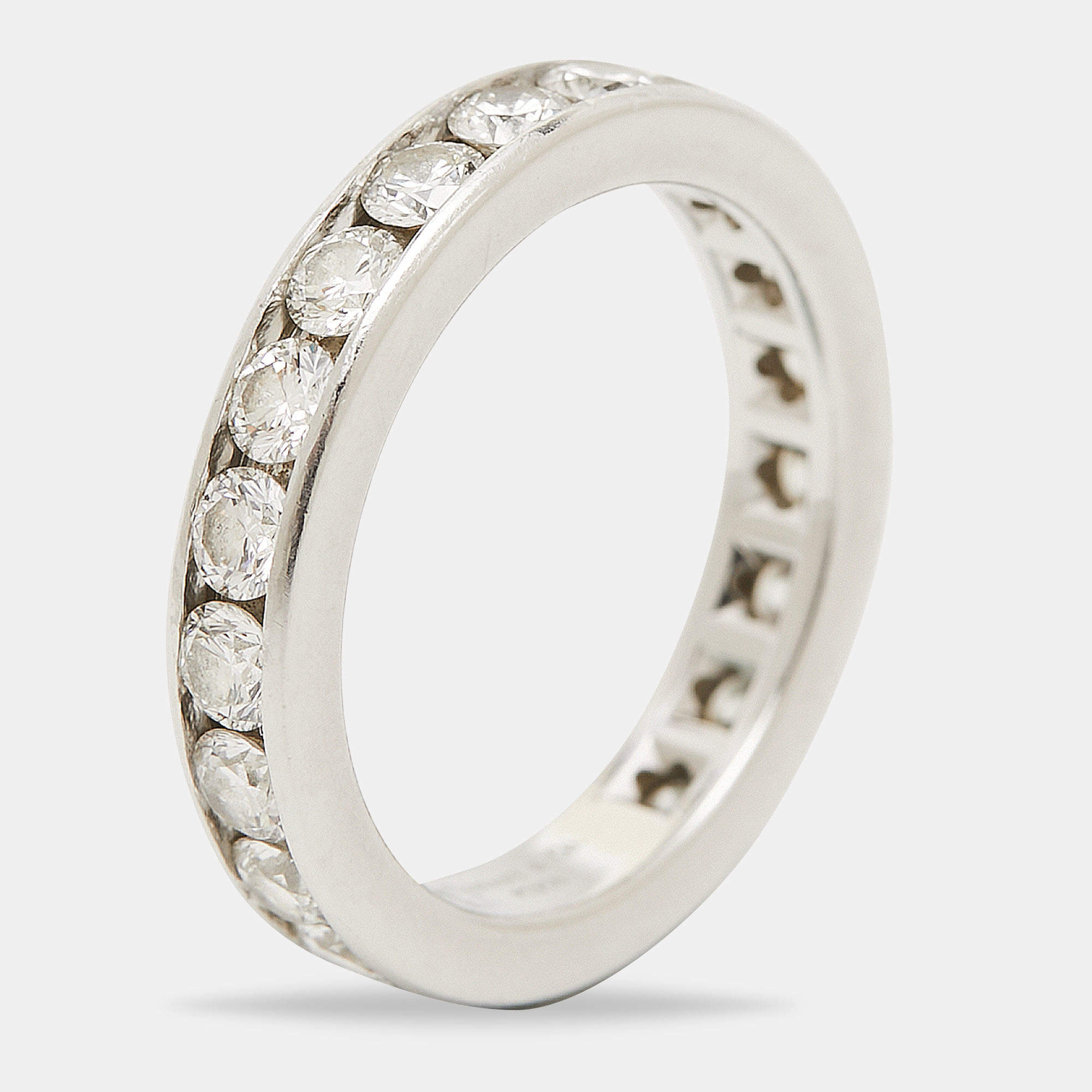 Pre Owned Tiffany & Co. Full Circle Diamond Platinum Eternity Band Ring Size 54