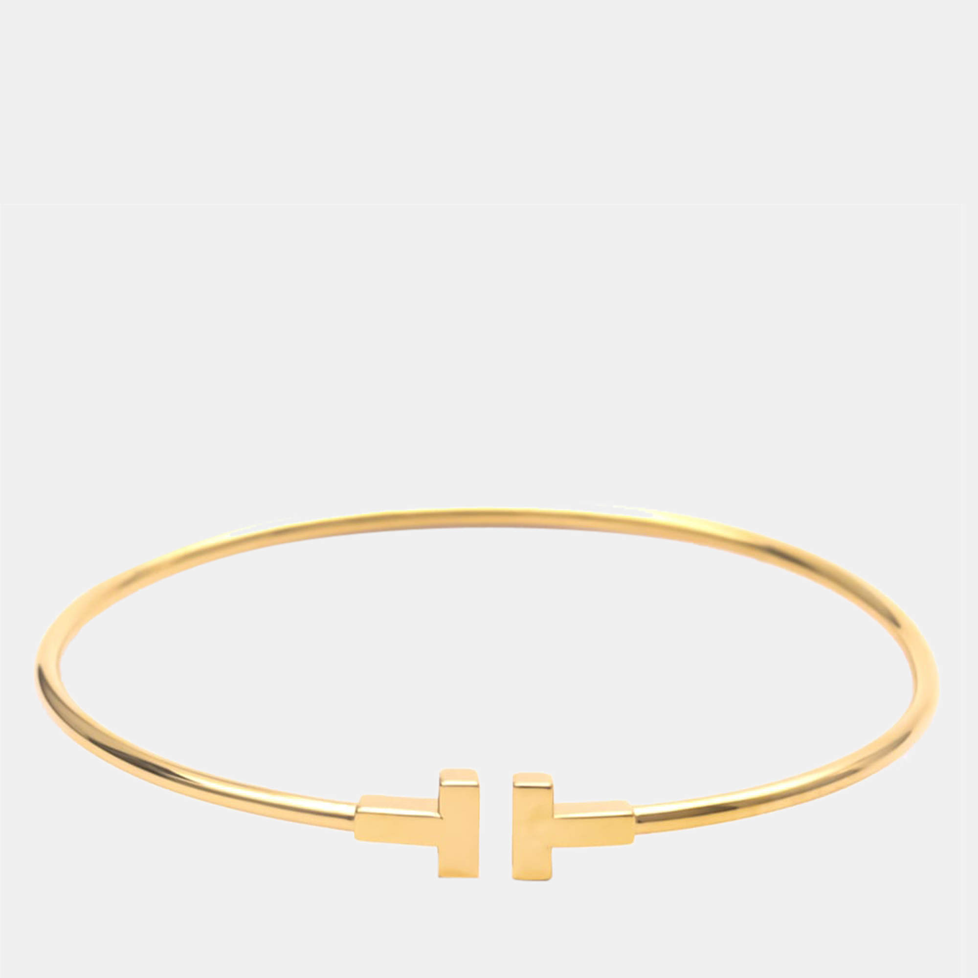 Pre Owned Tiffany & Co. T Wire 18K Rose Gold Narrow Bracelet
