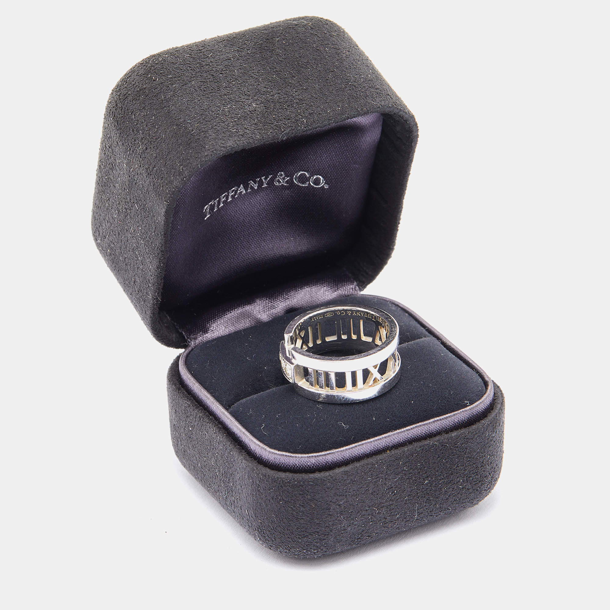 Tiffany & Co. Atlas 18K White Gold Open Roman Numeral Band Ring Size 7.5  #TiffanyCo #Band