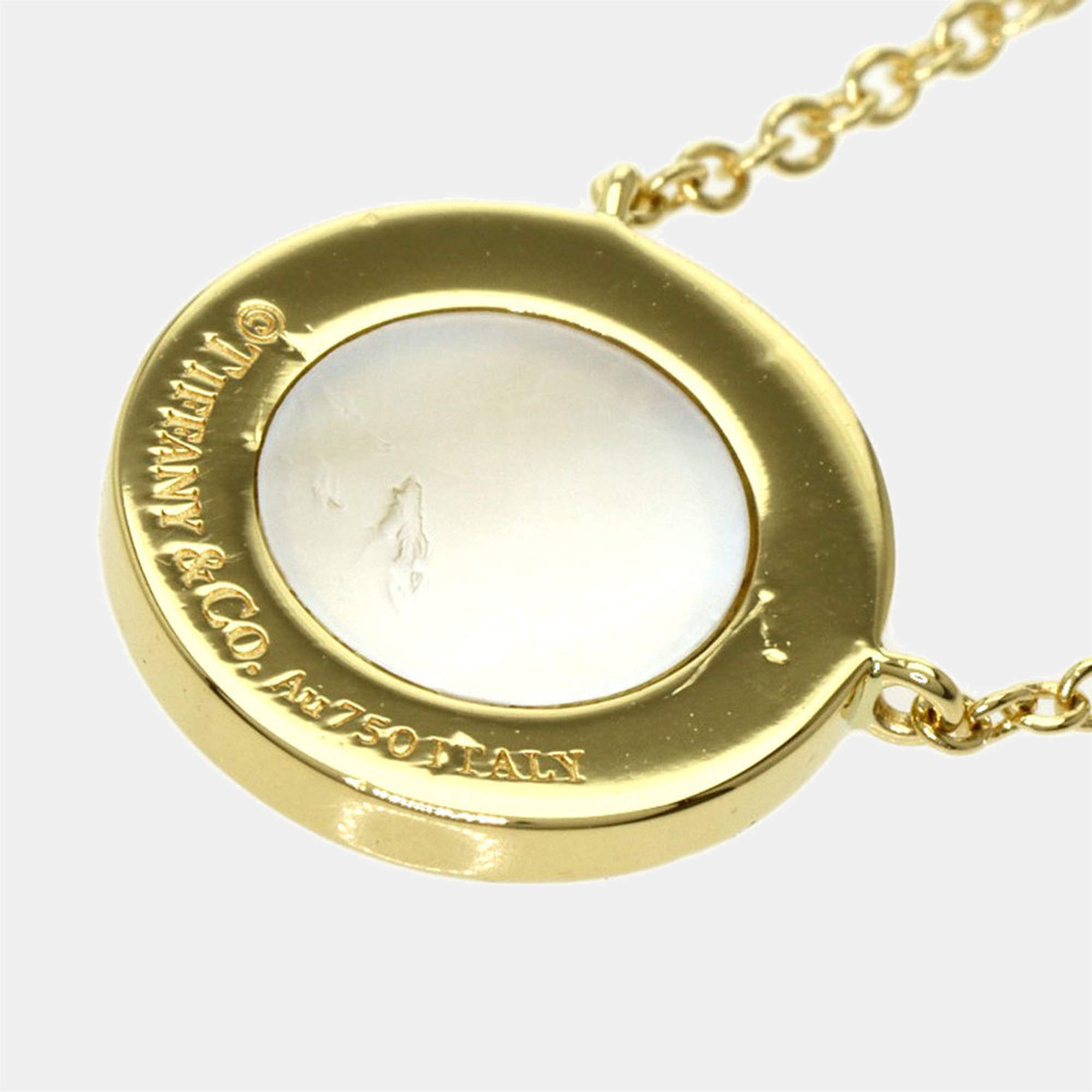 TIFFANY & Co. Atlas 18K White Gold 35mm Circle Pendant Necklace LARGE | eBay