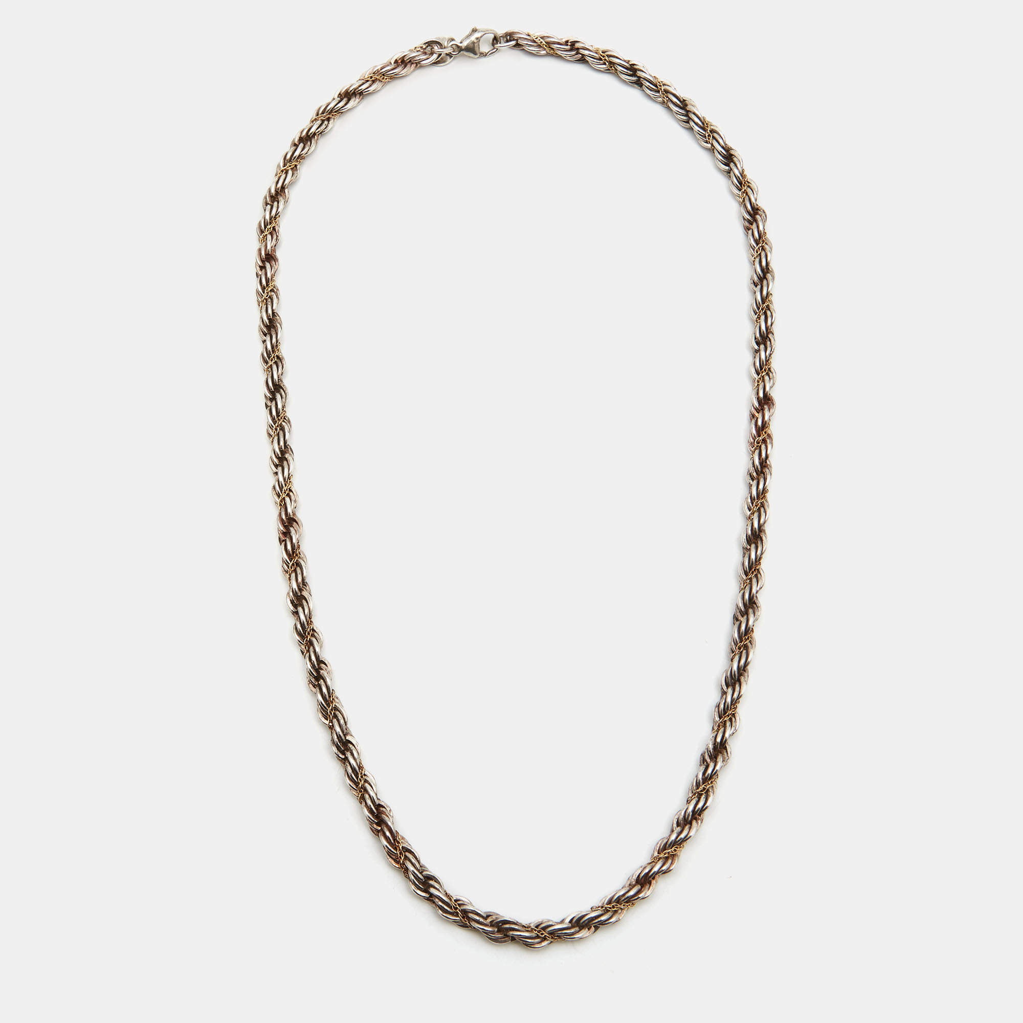 Pre Owned Tiffany & Co. Twisted Rope 18K Yellow Gold Silver Chain Necklace