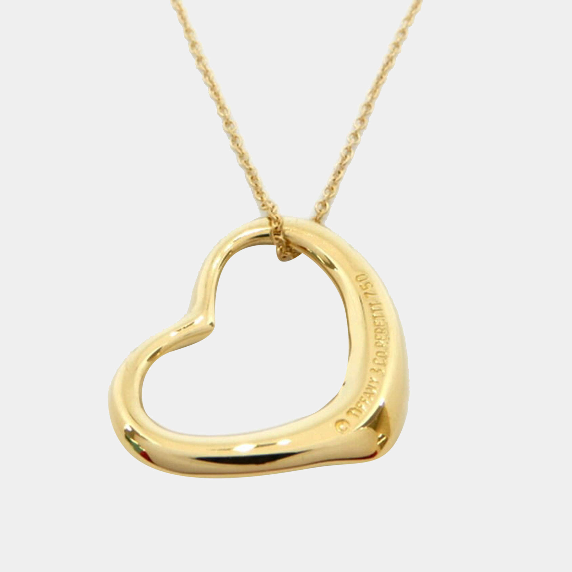 Pre Owned Tiffany & Co. Elsa Peretti Open Heart 18K Yellow Gold Necklace