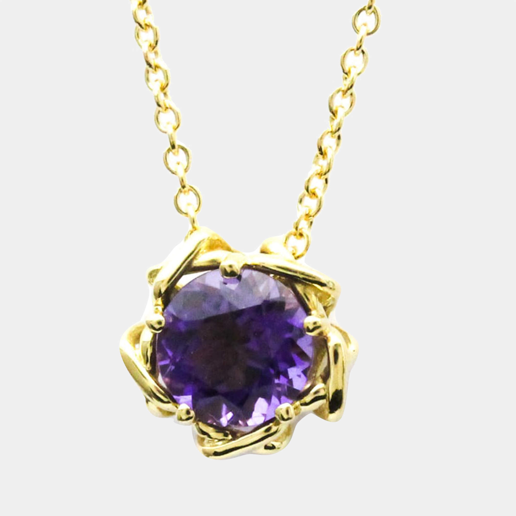 Pre Owned Tiffany & Co. Vintage 18K Yellow Gold Amethyst Necklace