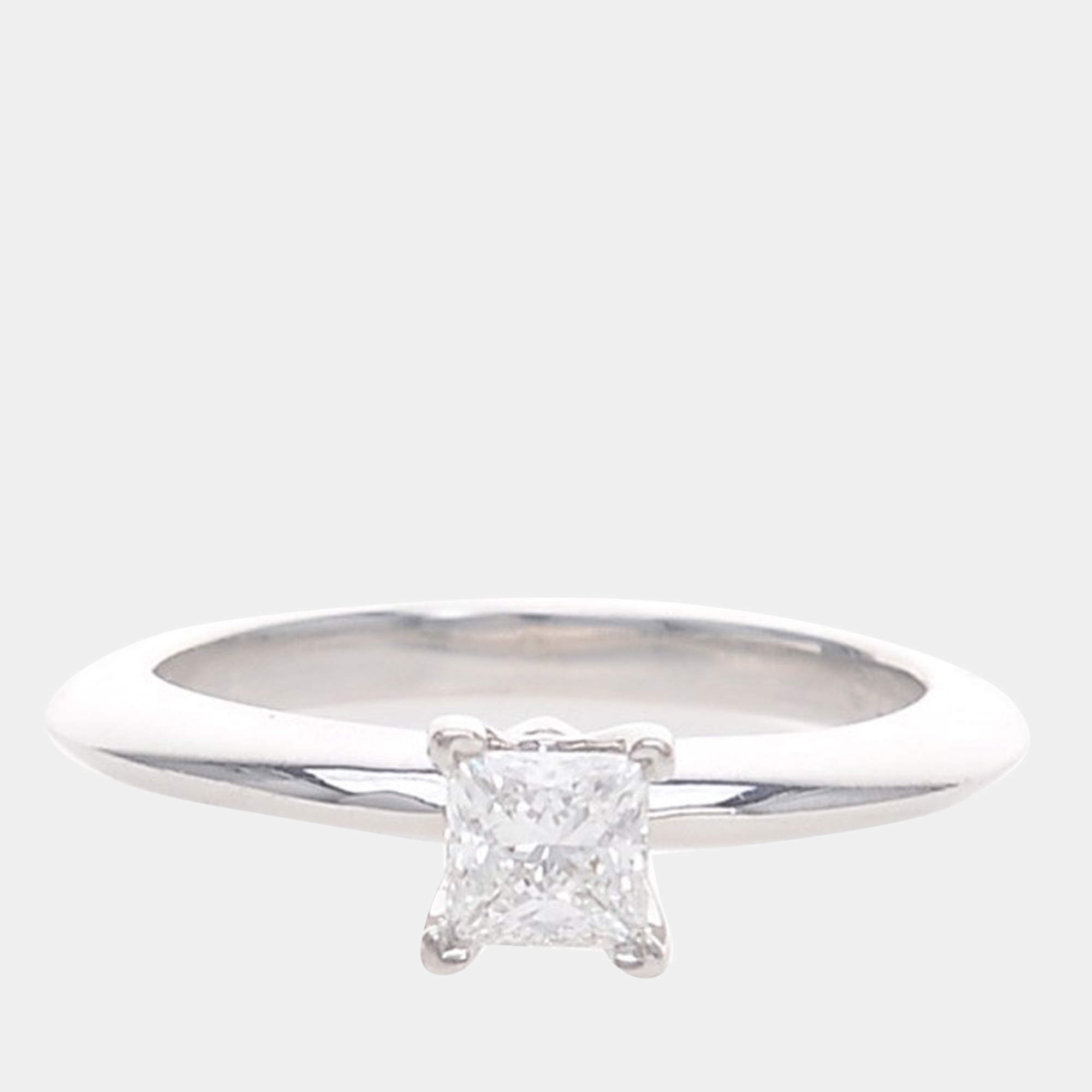 Tiffany & Co. Diamond Platinum Solitaire Engagement Ring EU 47