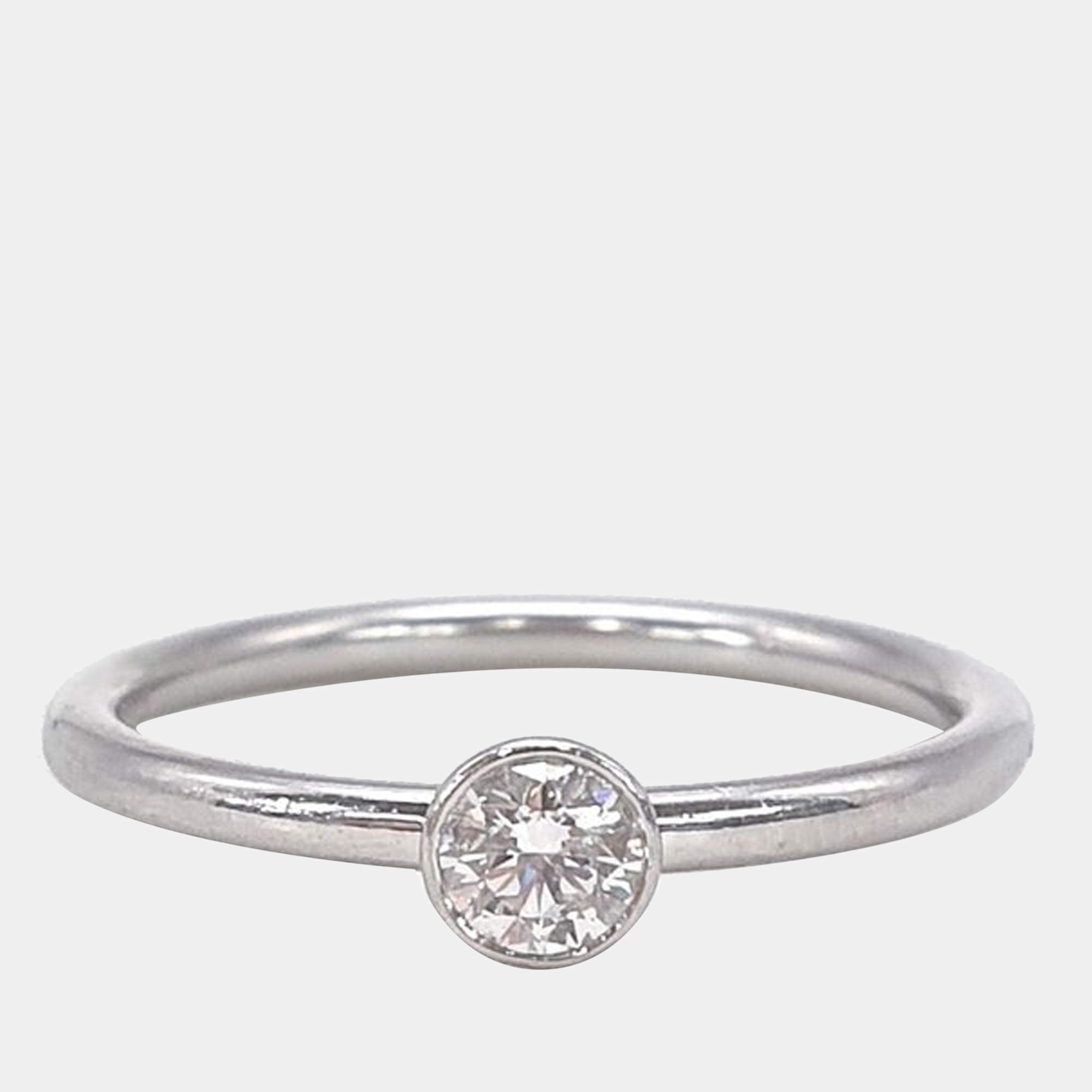 Tiffany & Co. Platinum Diamond Bezel Set Ring EU 52.5