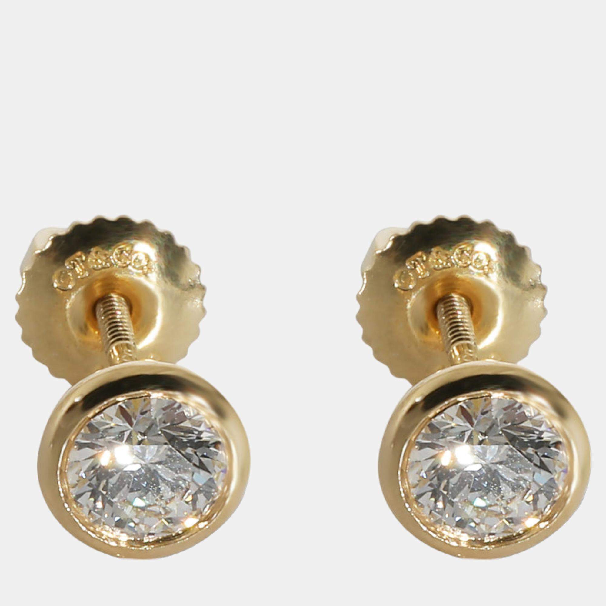 Tiffany & Co Diamonds by the Yard Stud Earring in 18K Yellow Gold H VVS1 0.71CTW
