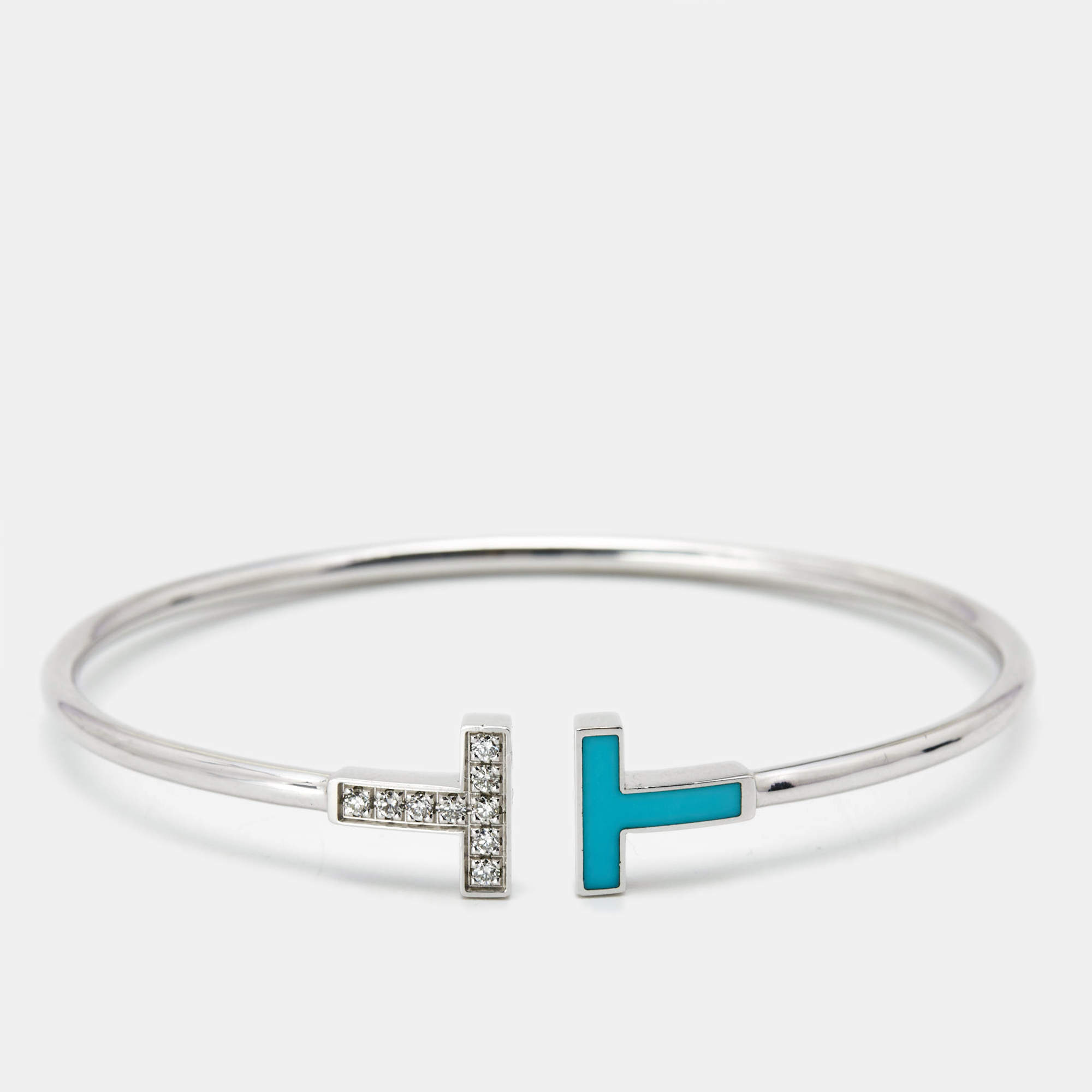 Tiffany & Co. Twire Turquoise Diamonds 18k White Gold Bracelet 