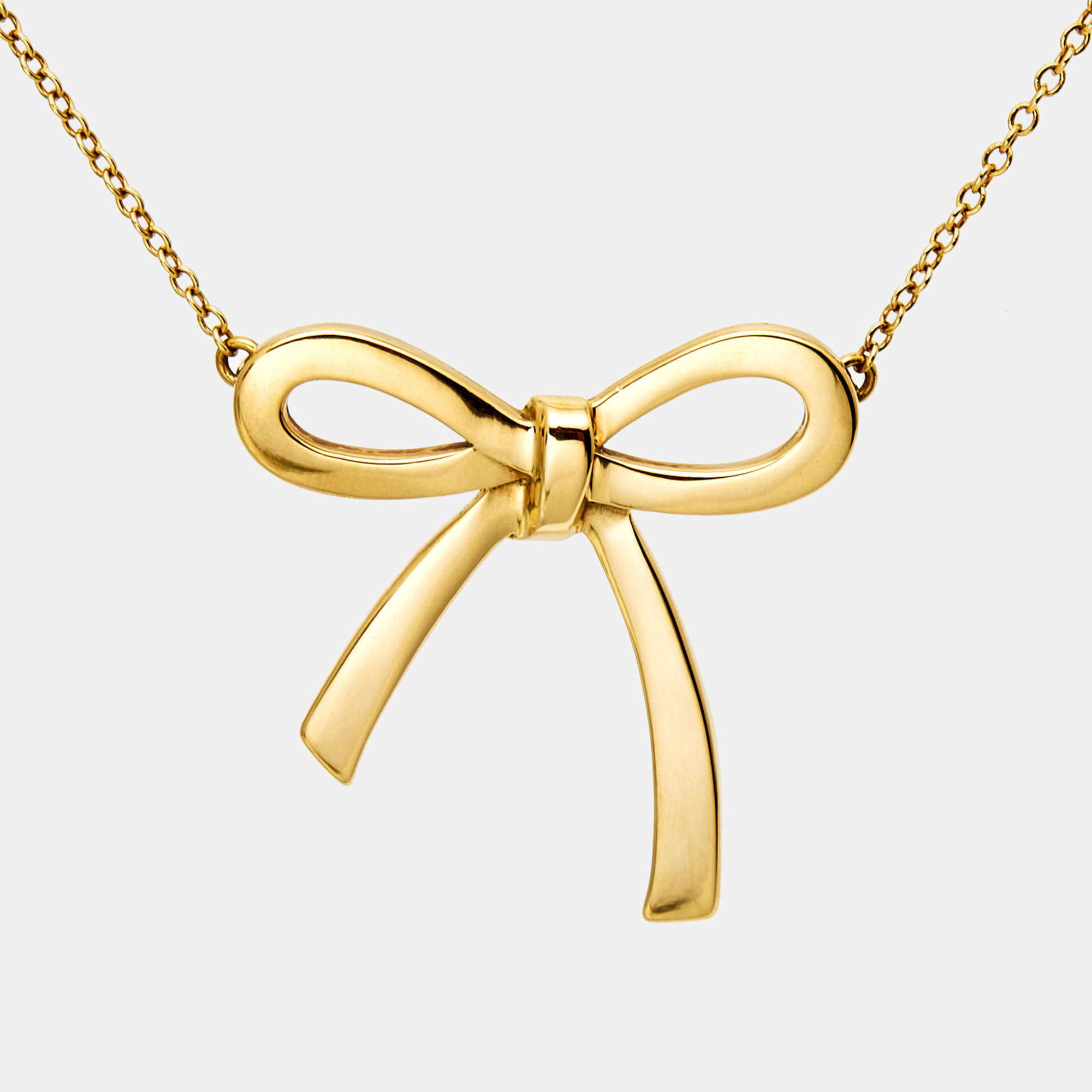 Tiffany & Co. Tiffany Bow 18k Yellow Gold Large Model Pendant Necklace