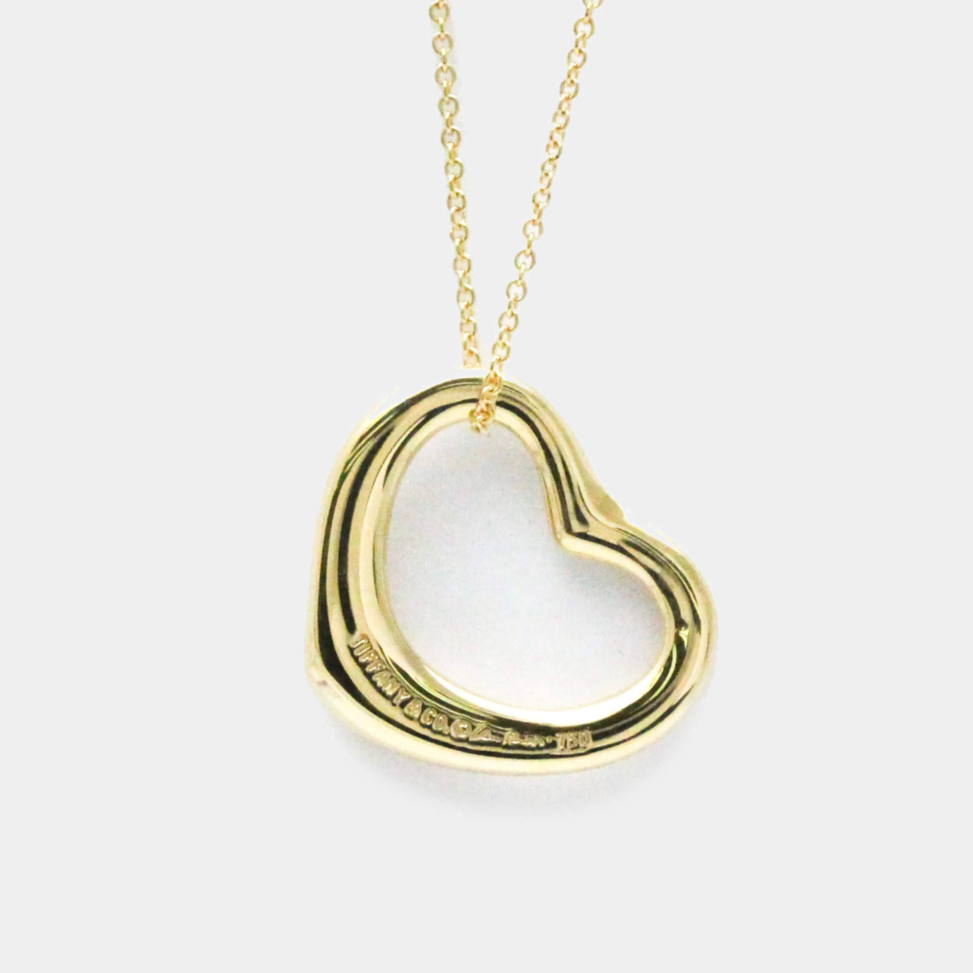 Tiffany & Co. 18K Yellow Gold Open Heart Pendant Necklace