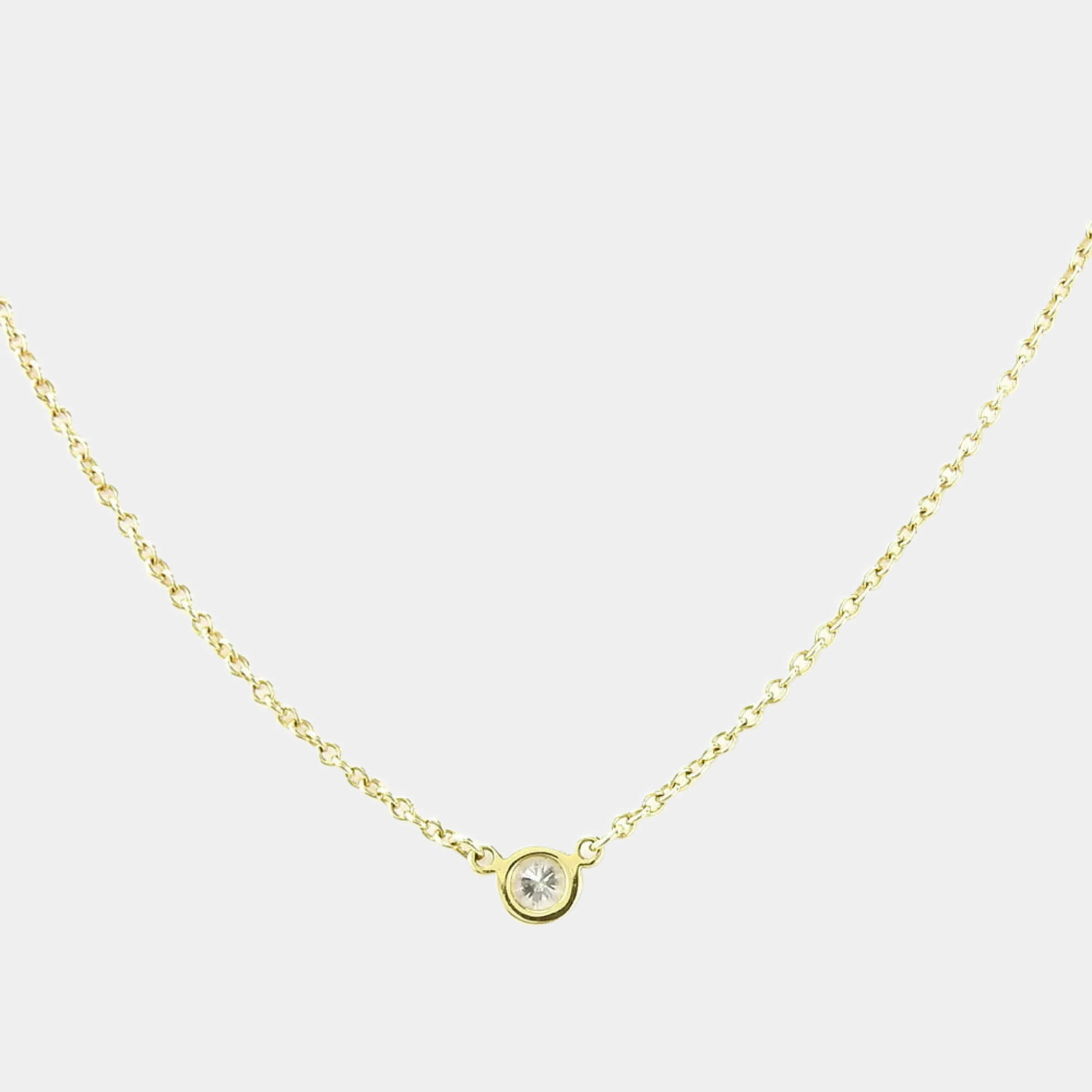 Pre Owned Tiffany & Co. 18K Yellow Gold and Diamond Elsa Peretti Diamonds By The Yard Pendant Necklace