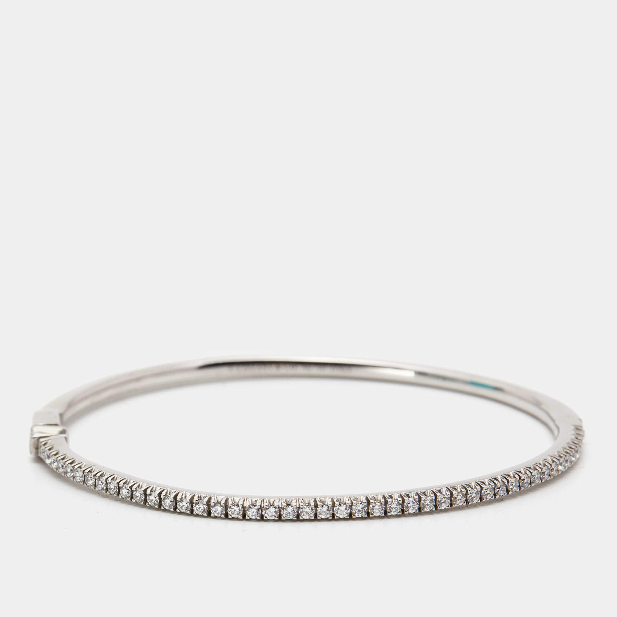 Pre Owned Tiffany & Co. Tiffany Metro Hinge Diamond 18k White Gold Bracelet SM