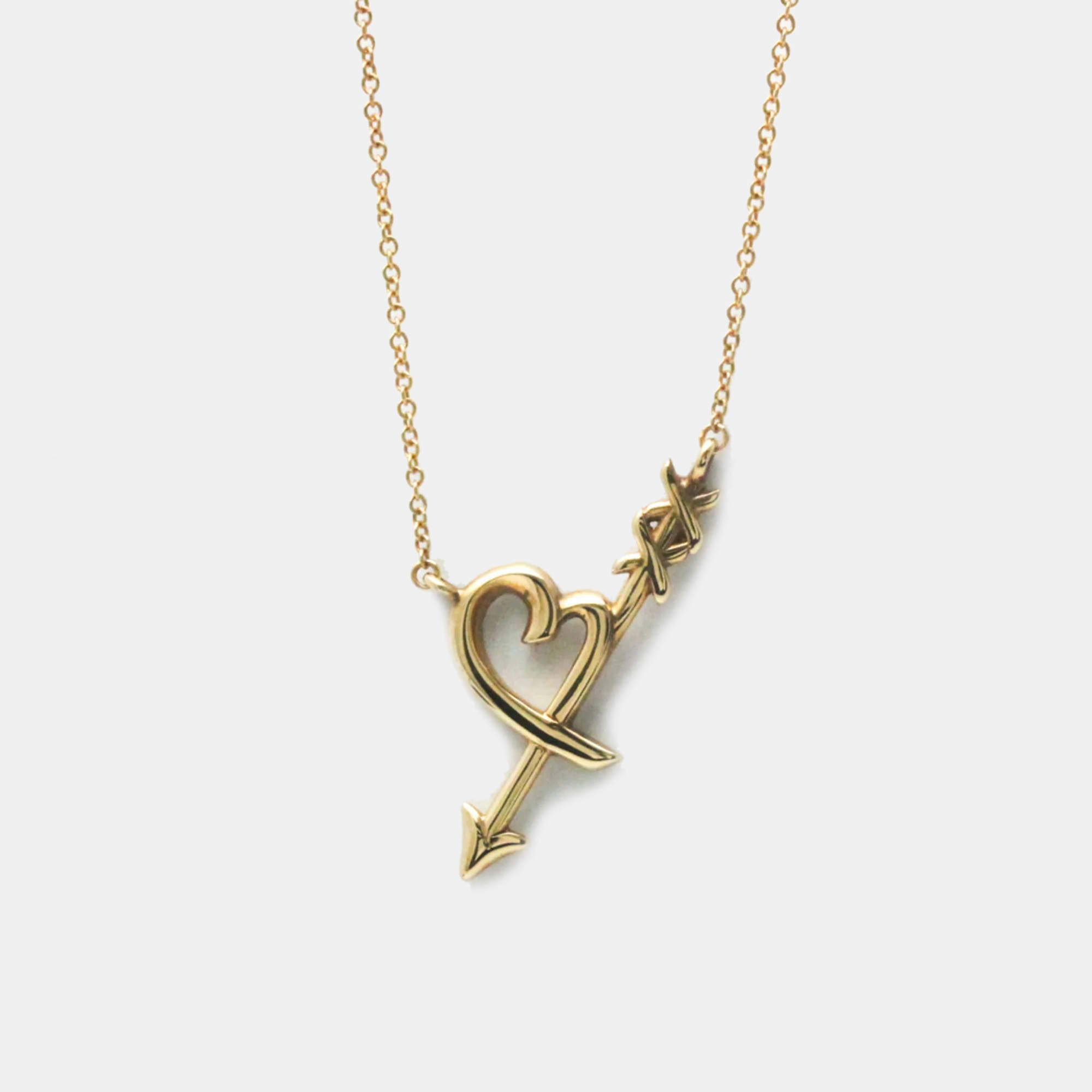 Pre Owned Tiffany & Co. 18K Rose Gold Paloma Picasso Heart Arrow Pendant Necklace