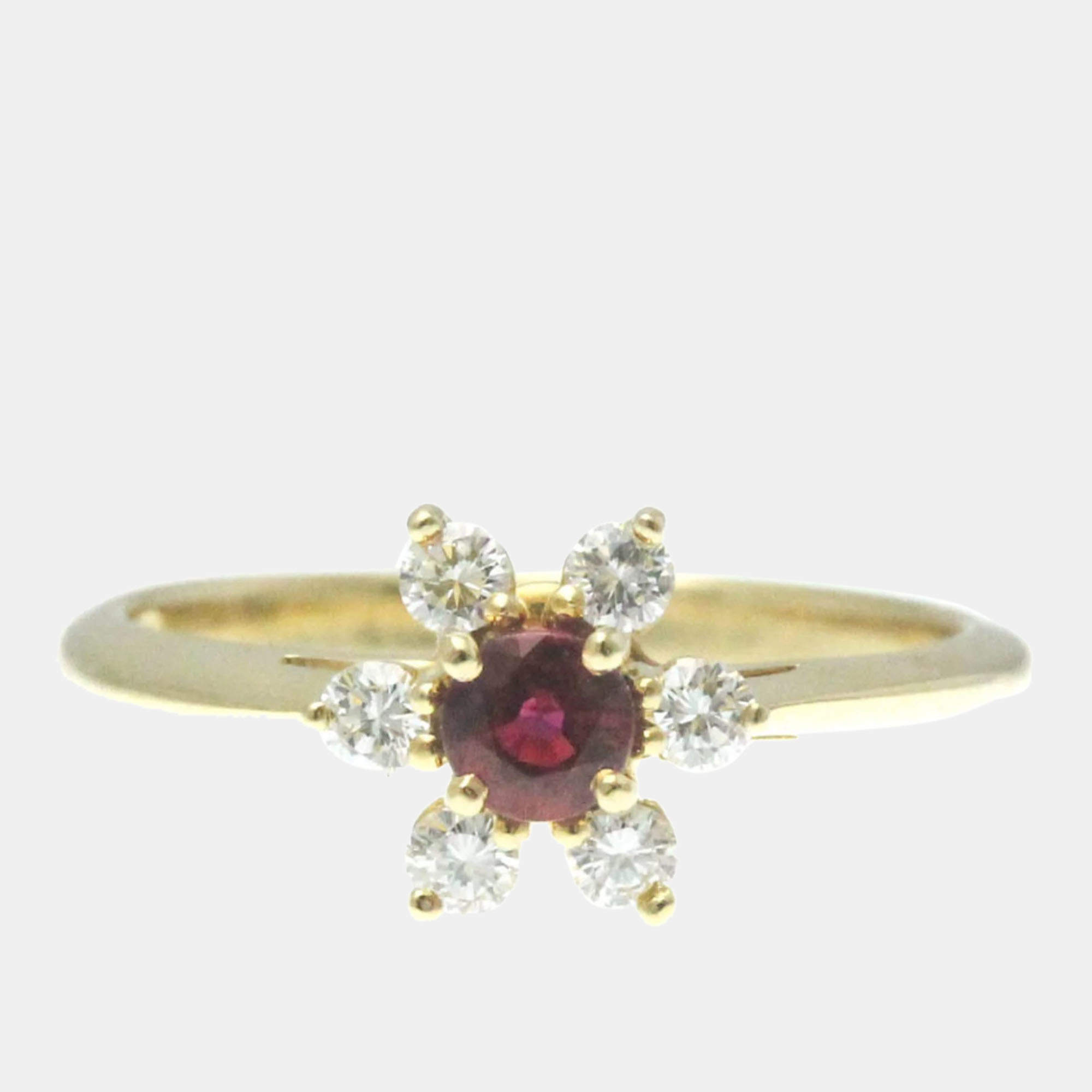 Tiffany 18K Yellow Gold and Diamond Buttercup Ring EU 52