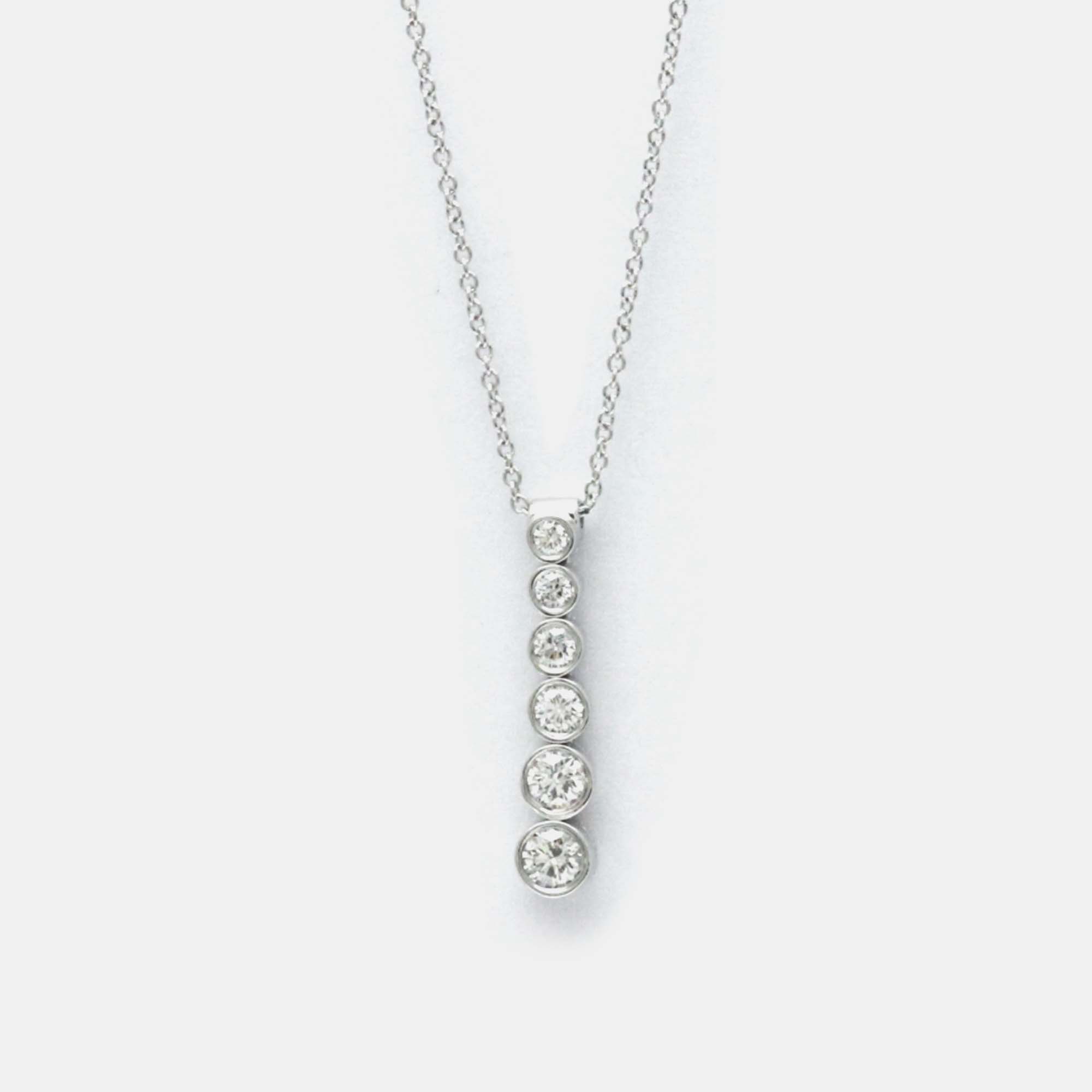 Pre Owned Tiffany & Co. Platinum and Diamond Jazz Drop Pendant Necklace