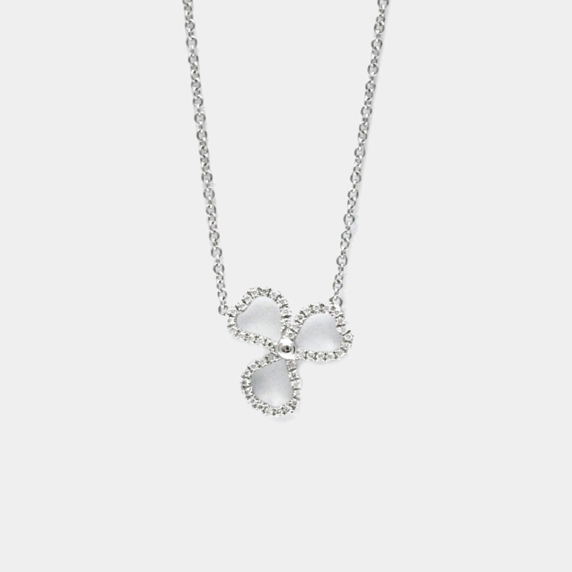 Tiffany & Co. Platinum and Diamond Paper Open Flower Pendant Necklace