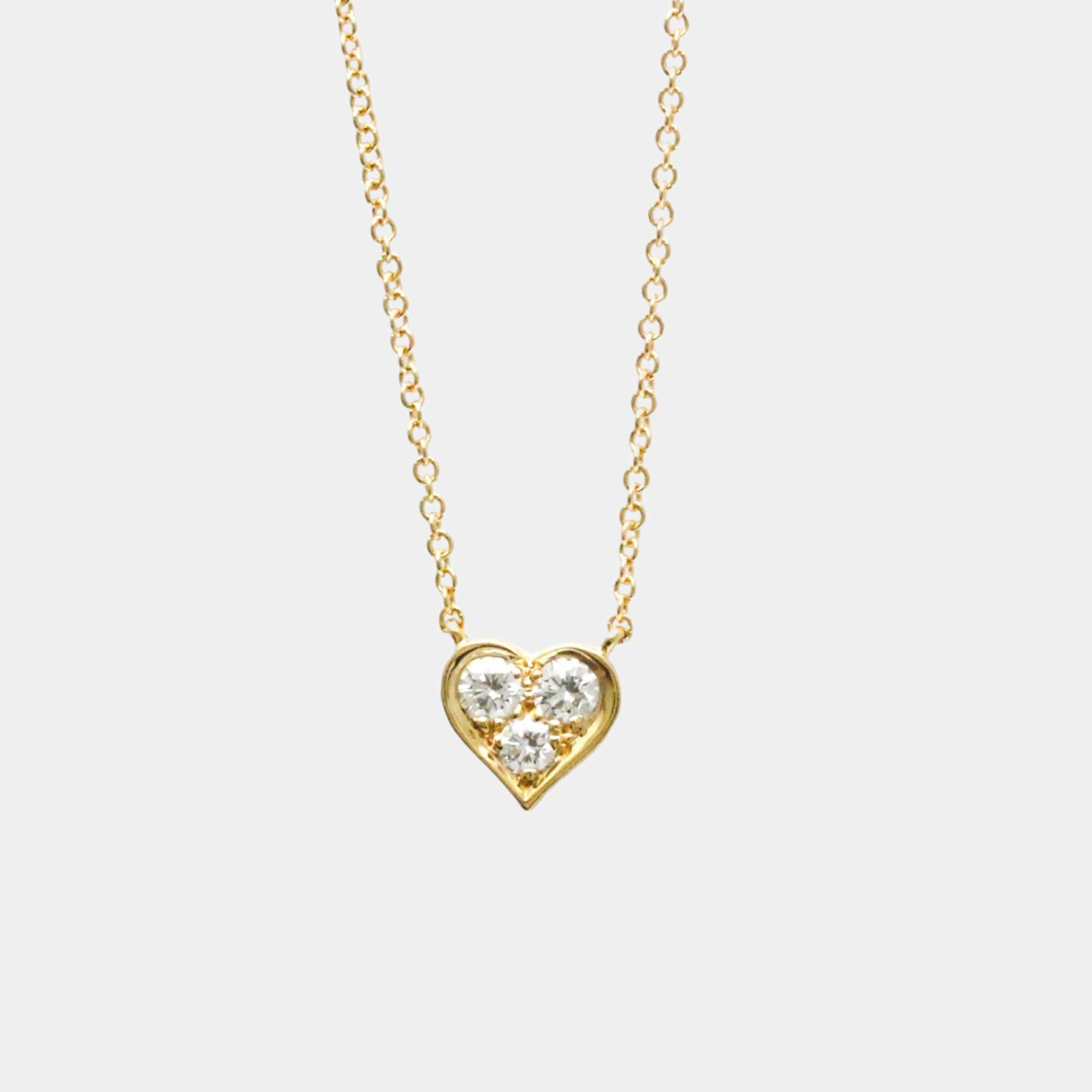 Tiffany & Co. 18K Rose Gold and Diamond Heart Pendant Necklace