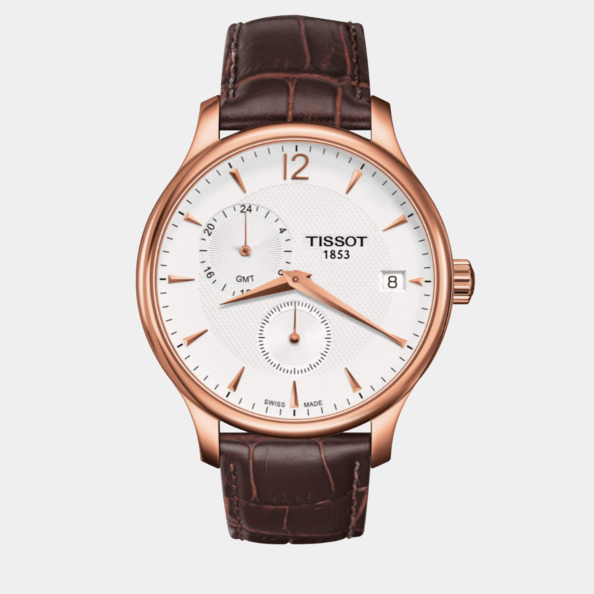 Pre Owned Tissot Brown Leather Watch 42 mm