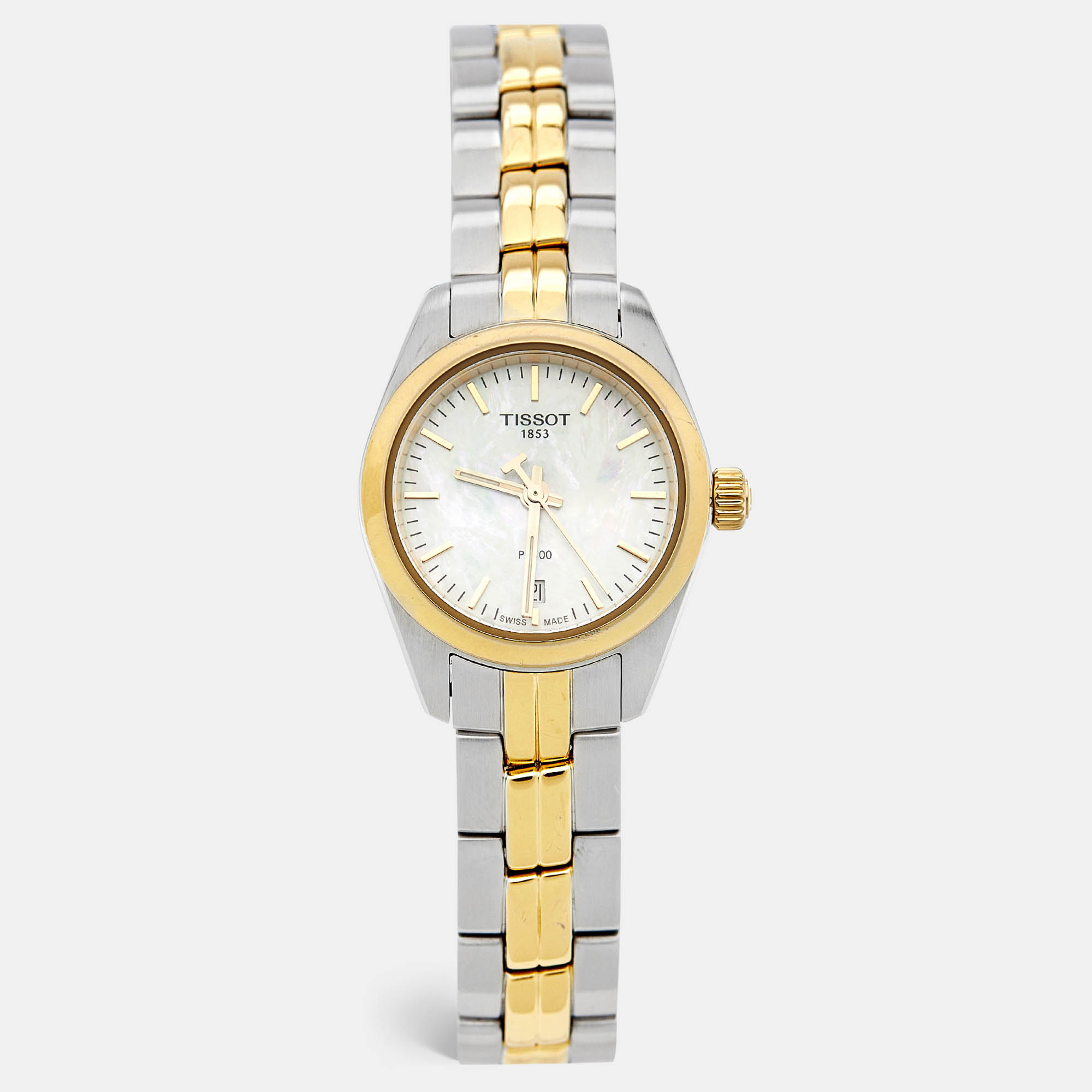 Tissot Mother Of Pearl Two-Tone Stainless Steel PR100 T101.010.22.111.00 Women's Wristwatch 25 mm