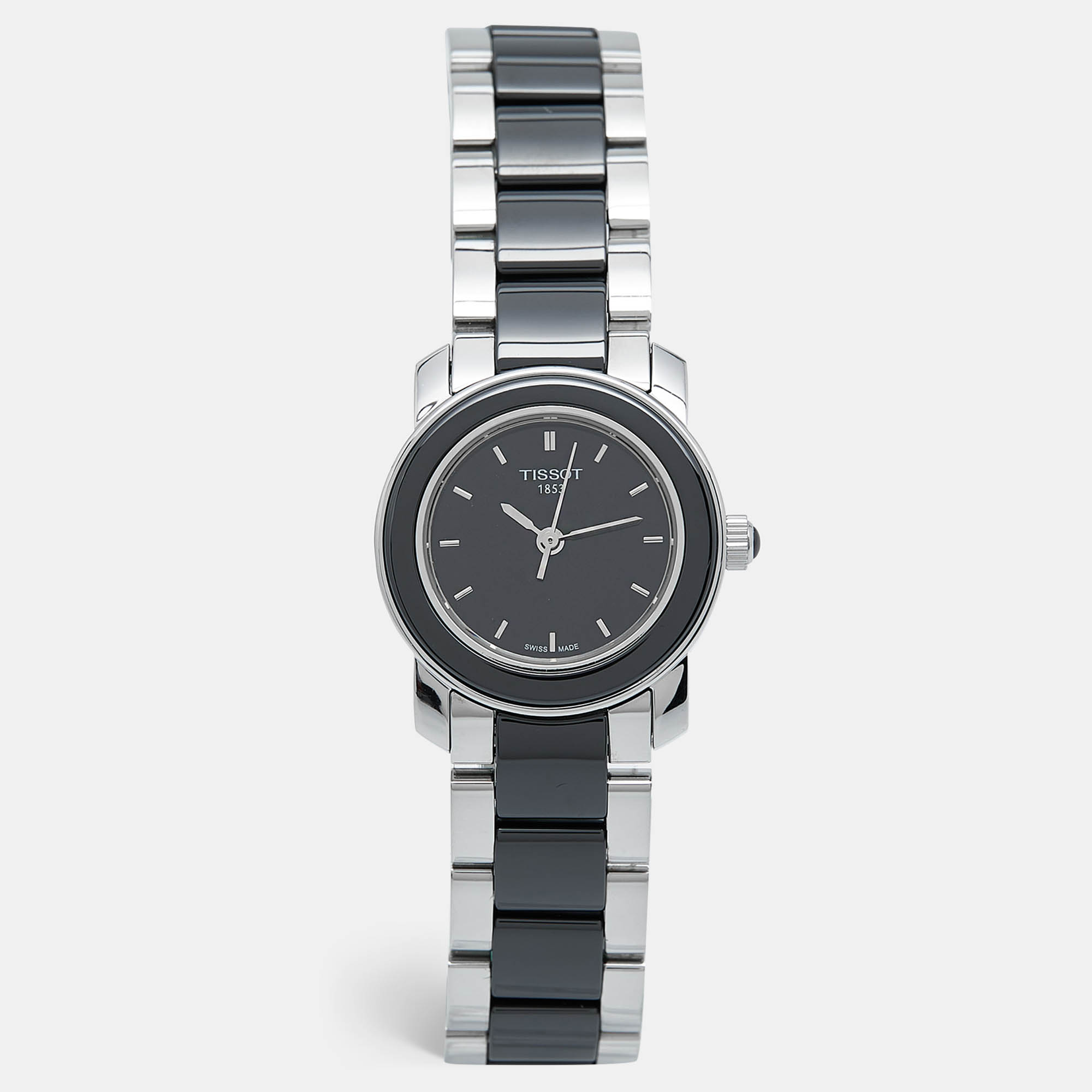 Tissot Black Ceramic Stainless Steel T-Trend T064.210.22.051.00 Women's Wristwatch 28 mm